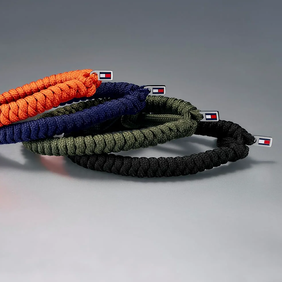 Tommy Hilfiger Jewelry Nylonowa bransoletka dla mężczyzn, dostępna w kolorze brązowym, niebieskim i zielonym, Zielony, Mediano, Sportowy i elegancki