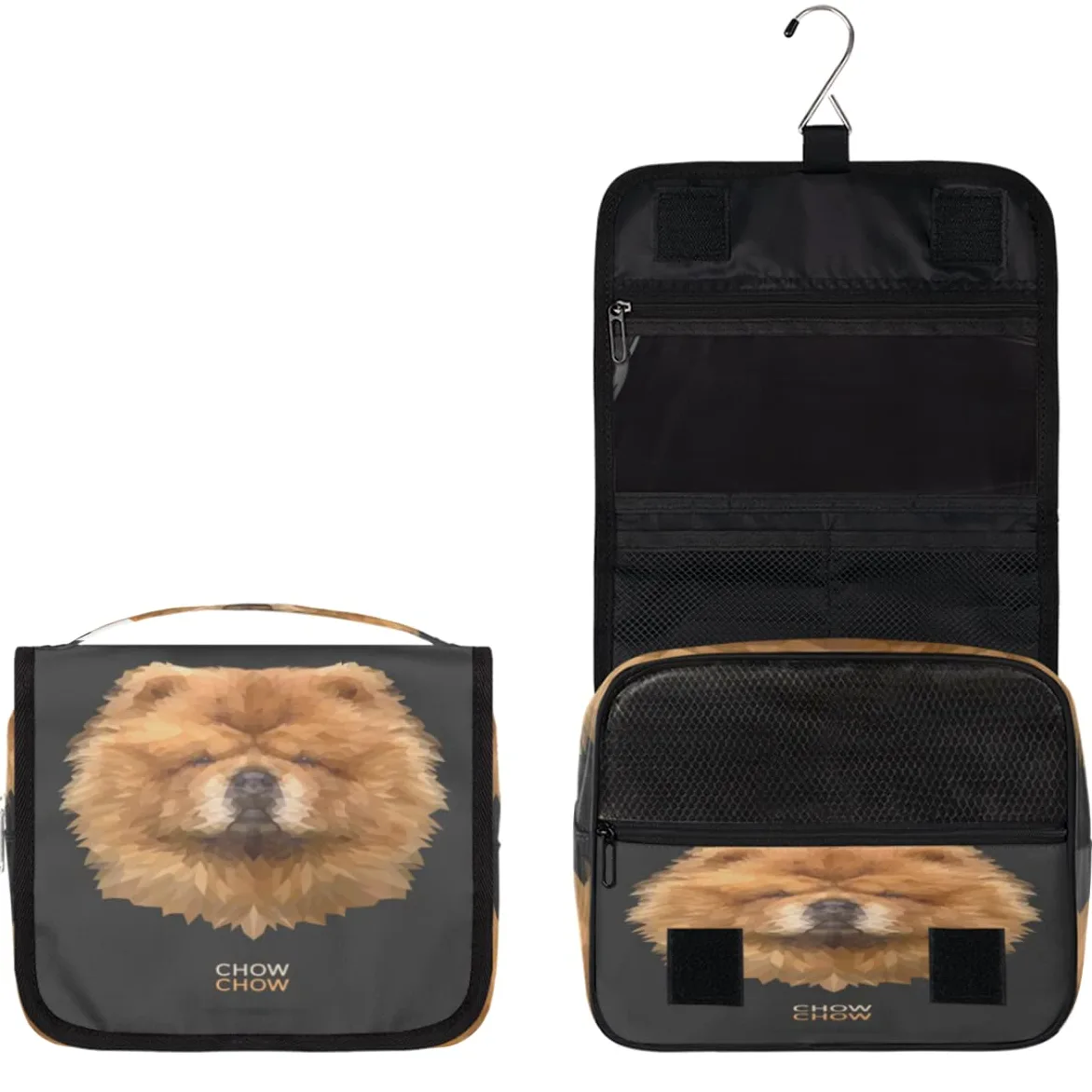 Chow Geometryczne psy Podróżna kosmetyczka Psy Mycie Torba Unisex Wiszące przybory toaletowe Kosmetyczka Organizer do makijażu, wielobarwny, Jeden rozmiar