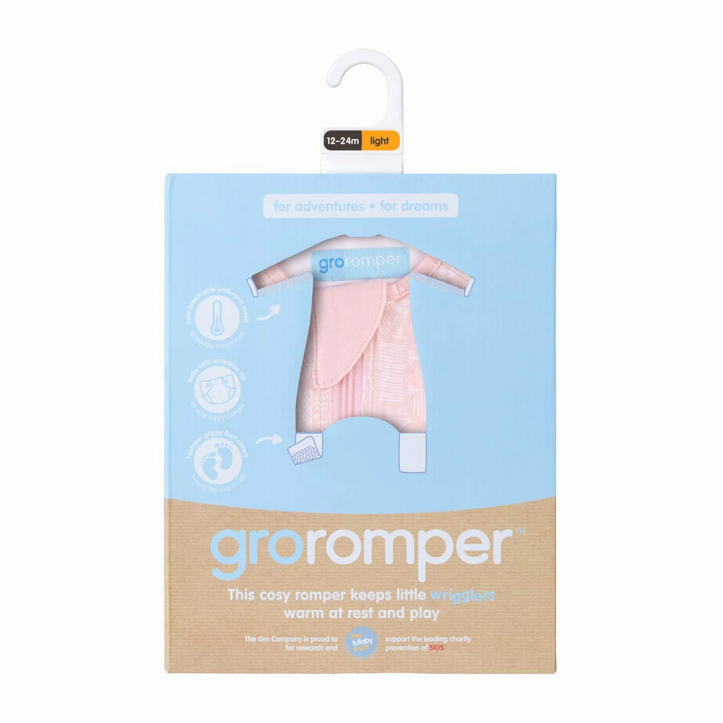 GroRomper śpiwory, 12-24 miesiące, różowe