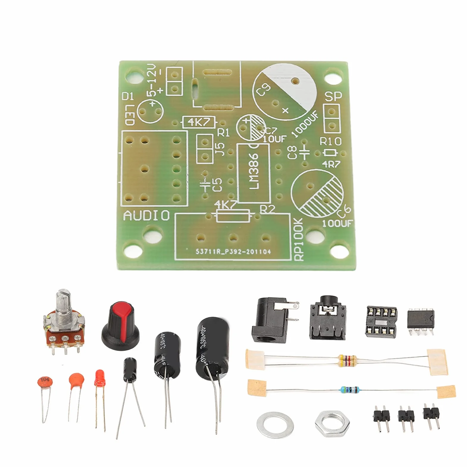 Moduł wzmacniacza, łatwy do debugowania inteligentny nielutowany zestaw wzmacniacza mocy LM386 elektroniczny DIY do projektów muzycznych