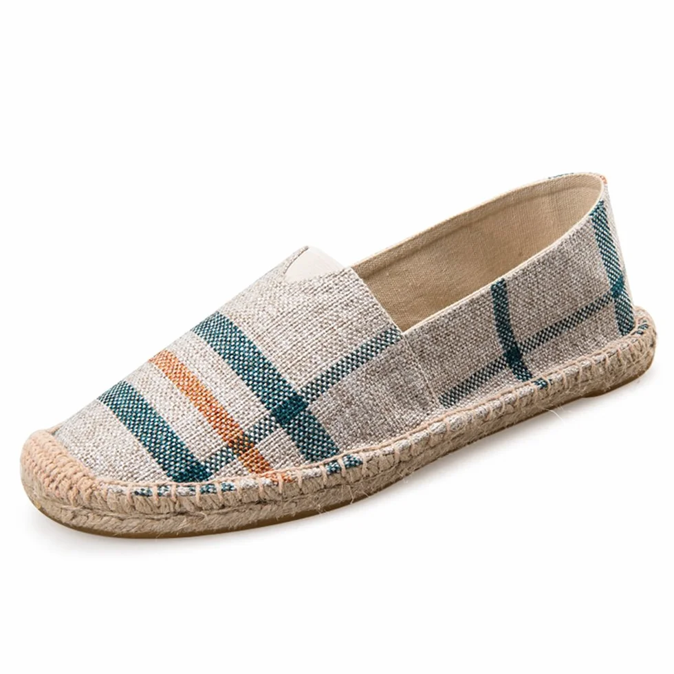Alexis Leroy Wzór karo męski espadryle, beżowy - beżowy - 42 EU