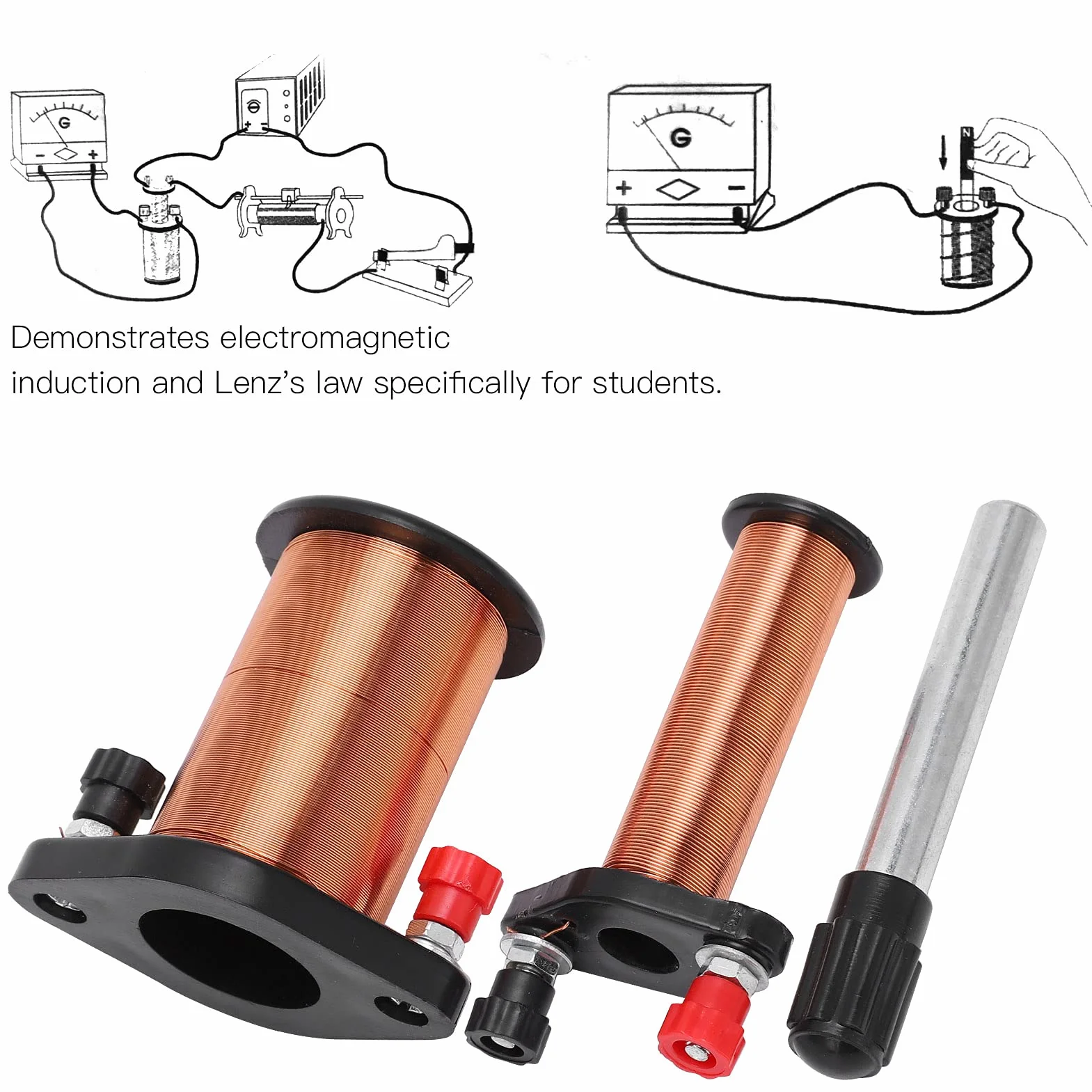 Demonstracyjna cewka indukcyjna, pierwotna cewka wtórna, fizyczna elektromagnetyczna cewka indukcyjna, instrument eksperymentalny, cewka z drutu magnetycznego do nauczania fizyki