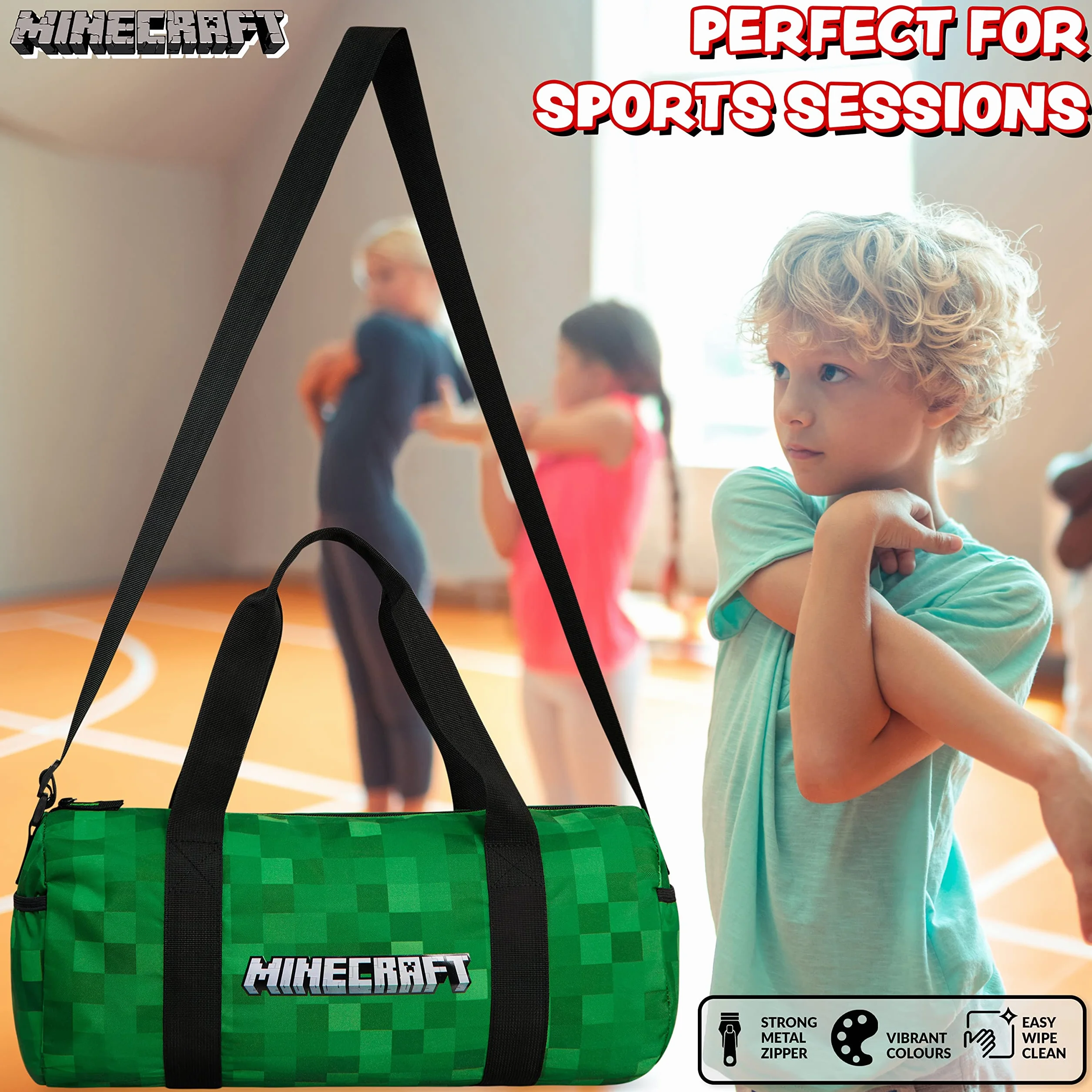 Minecraft Torba sportowa dla dzieci podróżna zielona 41x18x19cm