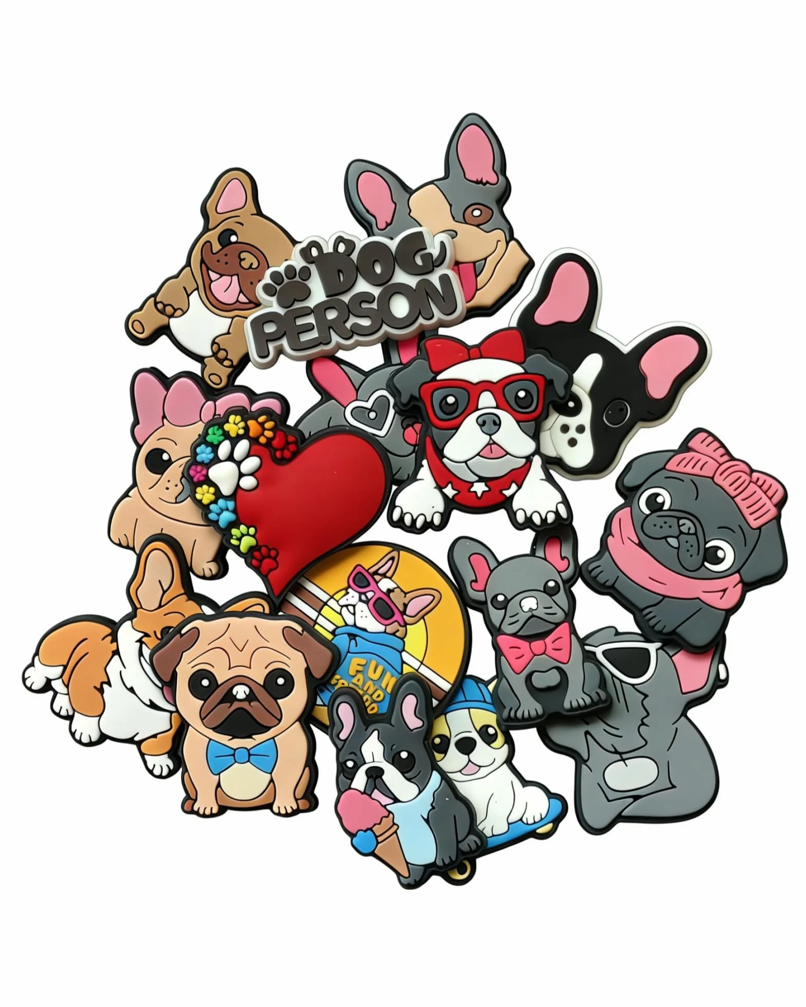 16 szt. ozdób do butów z motywem psów, ABS, DIY, urocze zwierzęta, zawieszki do butów, chodaków, sandałów, uniwersalne na Walentynki, Wielkanoc, Mardi Gras, Boże Narodzenie