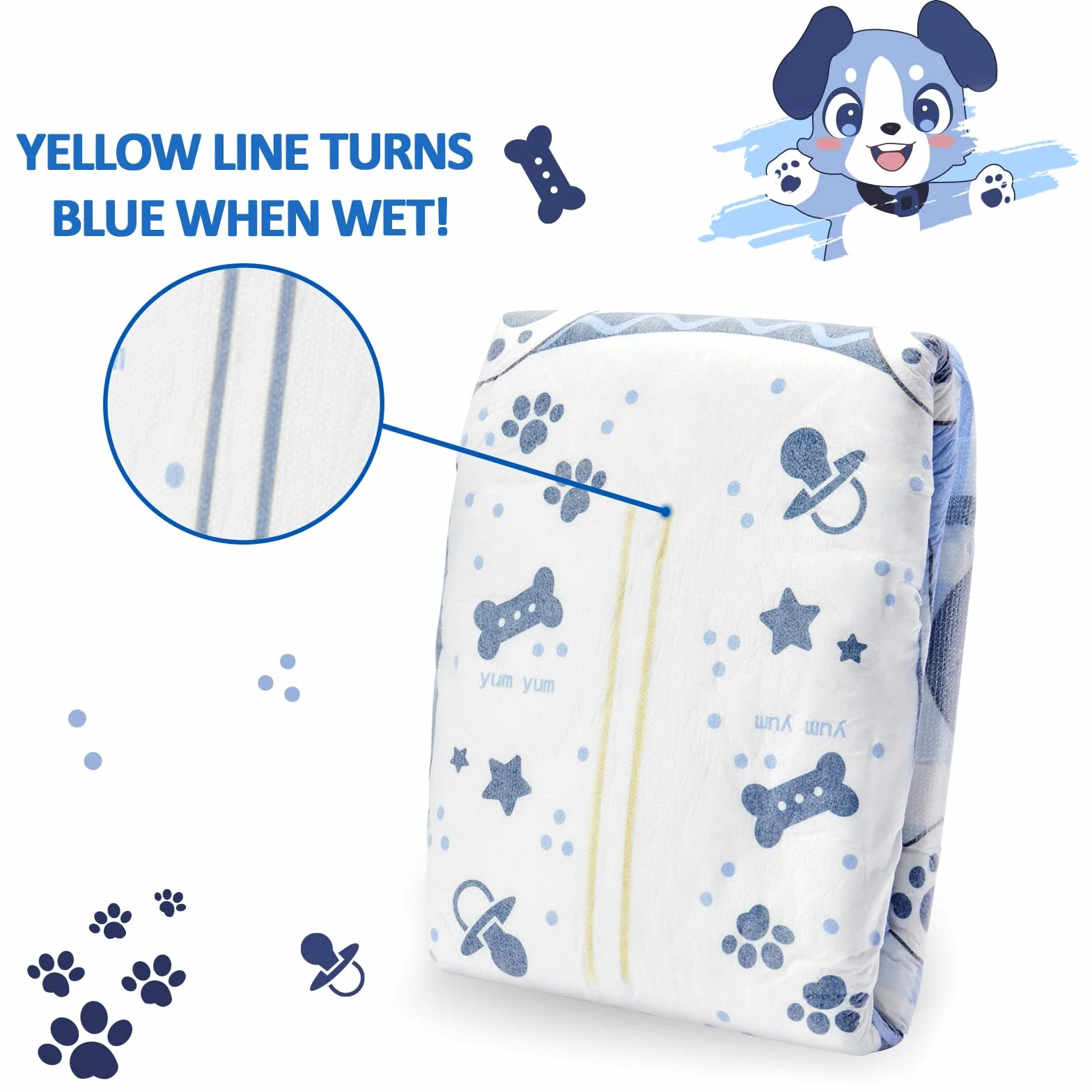 LittleForBig Regulowane Zapięcie na Rzep Materiałowe Plecy Pielucha Drukowana Dla Dorosłych 2 Sztuk - Mały Niebieski BabyFur (Medium 71-96 cm)