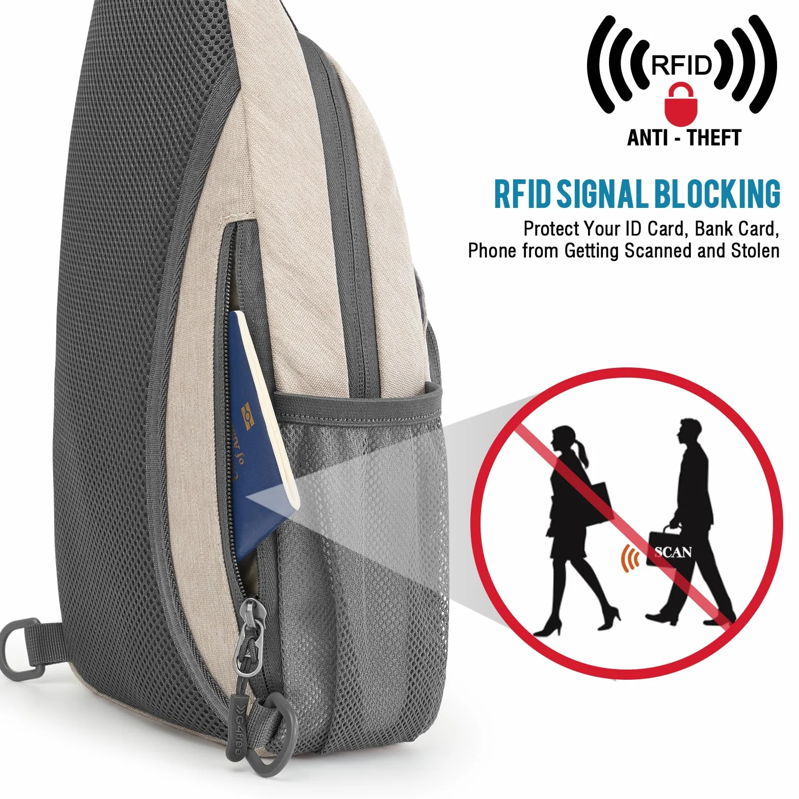 G4Free Torba crossbody na ramię plecak na klatkę piersiową antykradzieżowa z otworem na słuchawki