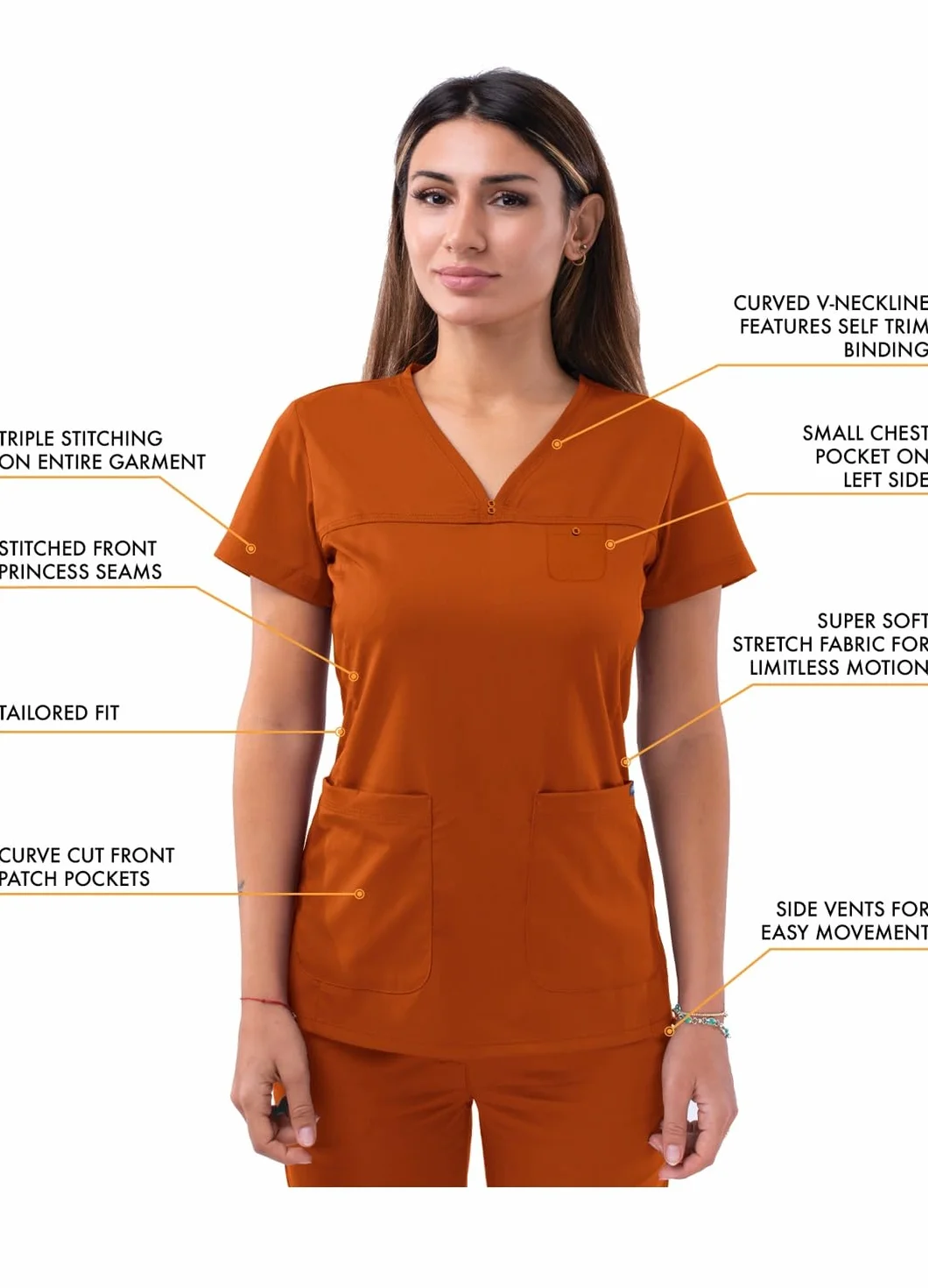 Adar Pro Movement Booster Scrub zestaw dla kobiet Sweetheart dekolt w serek Scrub Top i spodnie do jogi Cynamon XS