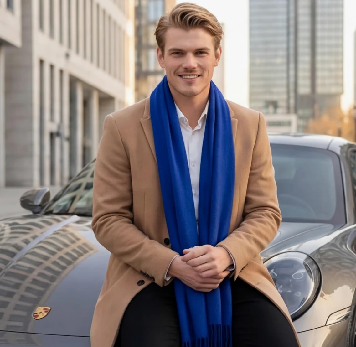 Szal męski kaszmirowy stylowy wiosna 185 x 65 cm elegancki na formalne okazje kaszmirowy szal pashmina szalik wełniany szal wełniany jednokolorowy
