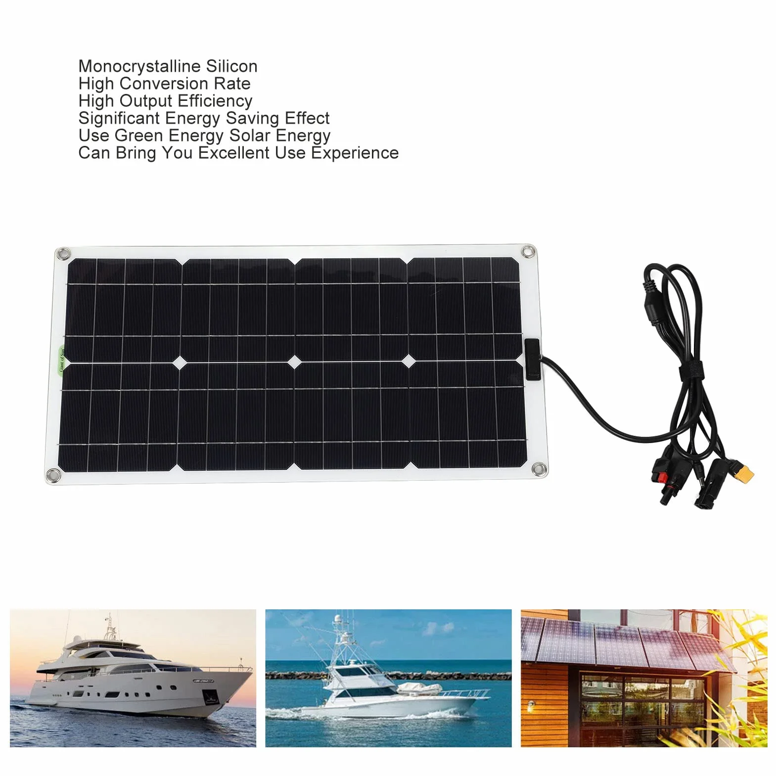 100W Monokrystaliczny Krzemowy Panel Słoneczny, Panel Słoneczny z Wielofunkcyjnym Interfejsem Domowe Zasilanie Awaryjne Zestaw Falownika Słonecznego do Biwakowania na Zewnątrz