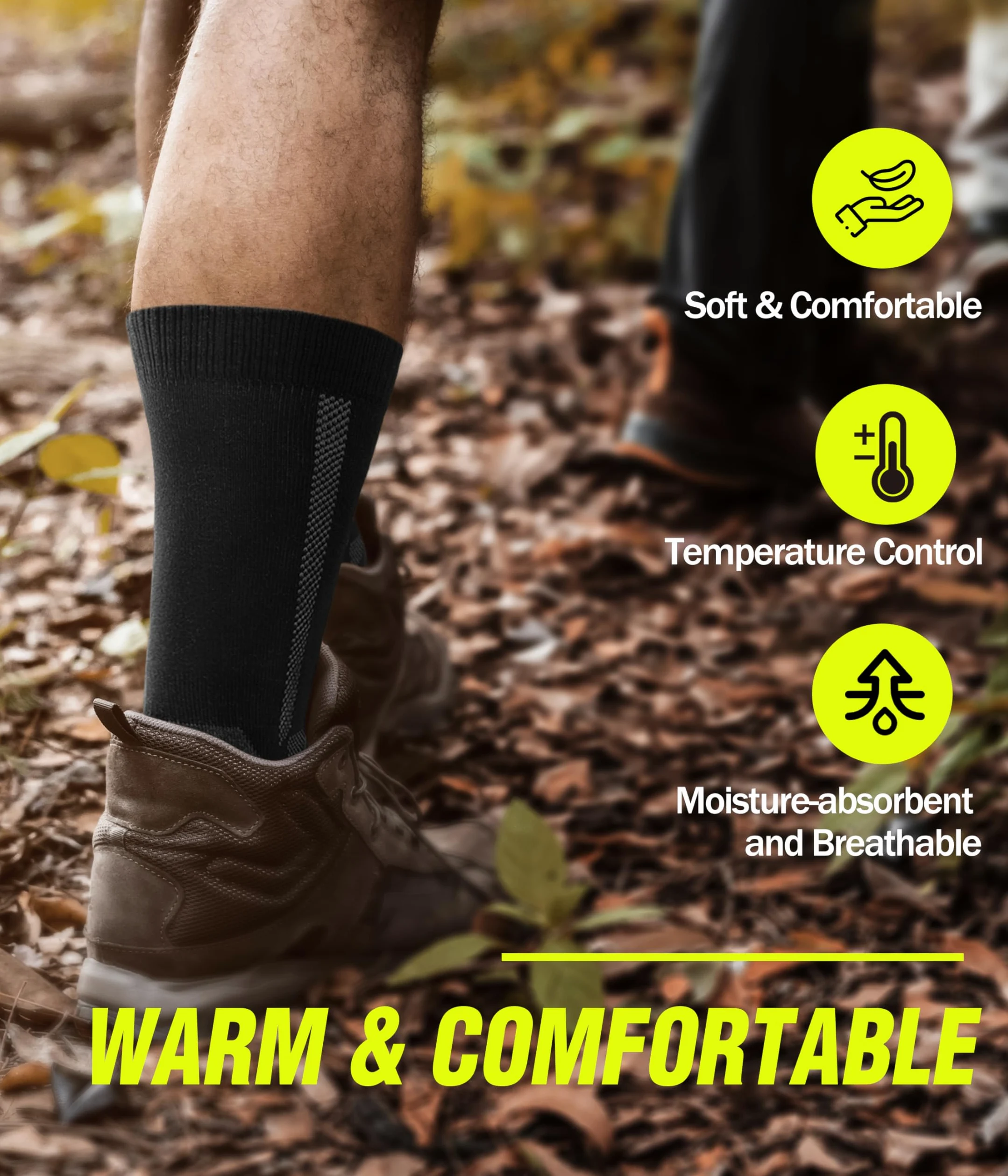 YESWEL 3 Pary Merino Skarpet Trekkingowych Dla Mężczyzn i Kobiet, 60% Wełna Merino Skarpety Termiczne, Zimowe Skarpety Zewnętrzne Z Amortyzacją Na Trekking i Sport