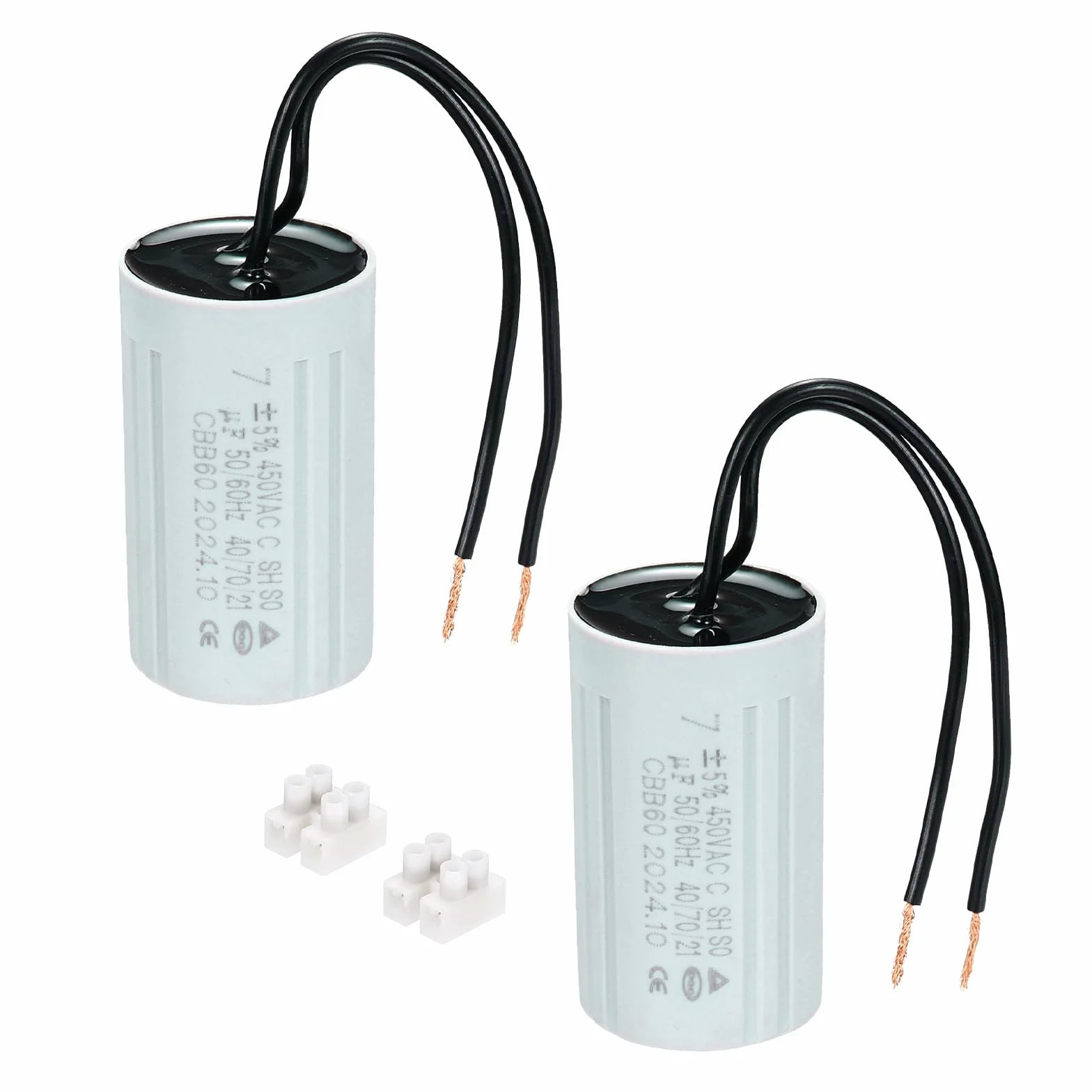 PATIKIL CBB60 7uF kondensatory bieżące, AC 450 V, 2 przewody, cylinder 50/60 Hz, 60 x 35 mm, do pomp wodnych, rozruch silnika pralki, zestaw 2 szt