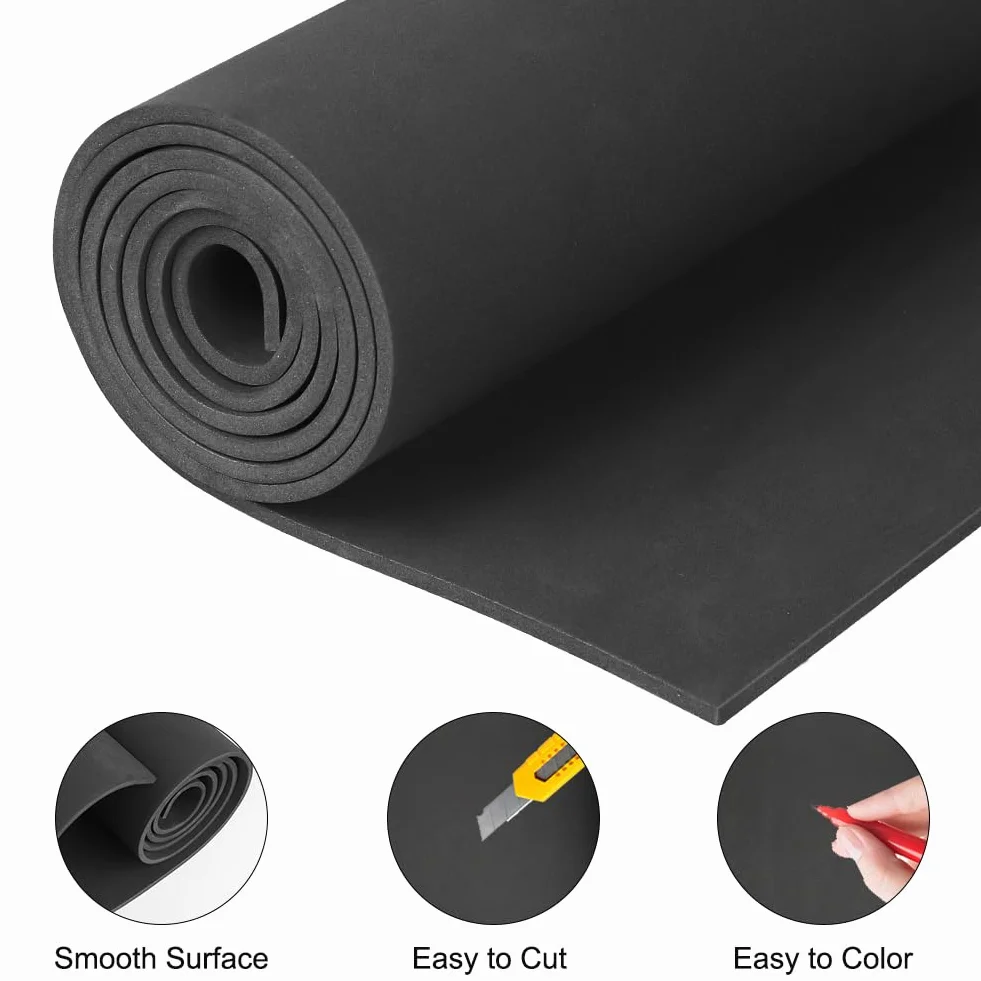 DASIAUTOEM Roll Eva pianka do cosplay, duża pianka EVA, płyta piankowa, do kostiumu, rzemiosła artystycznego, majsterkowania, projektów "zrób to sam" (czarna, 2 mm)