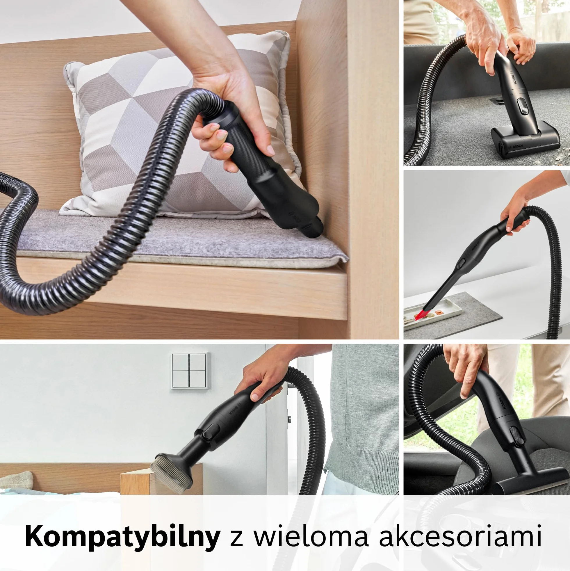 Bosch, elastyczny wąż przedłużający do odkurzacza Unlimited 10 i 9, łatwe czyszczenie trudno dostępnych narożników, powierzchni i wnętrz samochodu, czarny, BHZUNGFEH