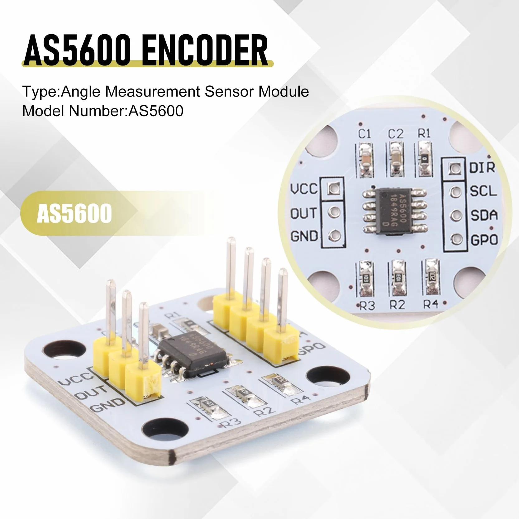 5 . AS5600 Magnetic Encoder Indukction Angle Measurement Sensor Module 12Bit High Precision