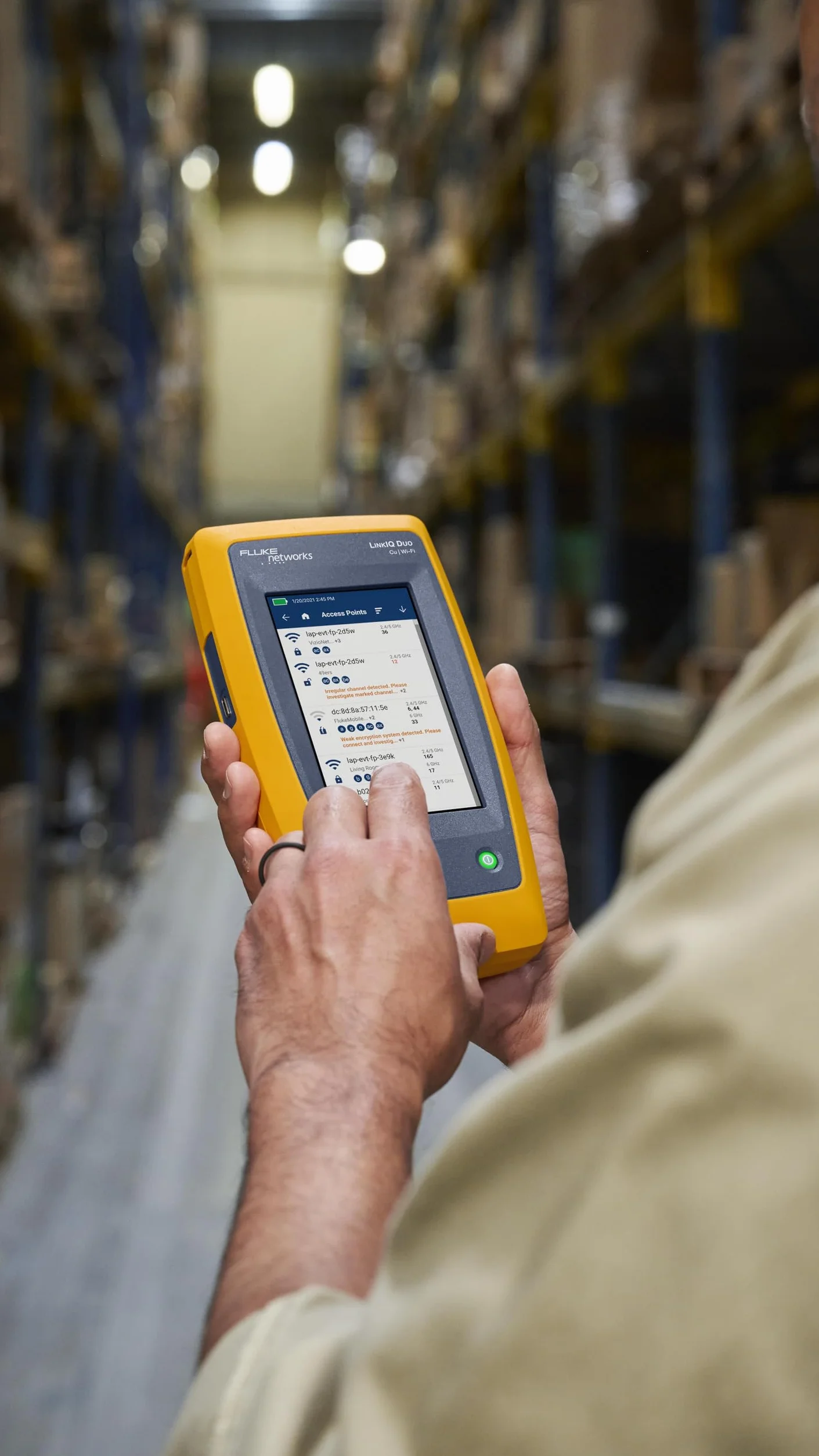 Fluke Networks LinkIQ™ 200 DUO tester kabli, sieci i WiFi z przemysłowym zestawem Ethernet, zestawem zdalnego identyfikatora i śledzeniem dźwięku, wersja EU