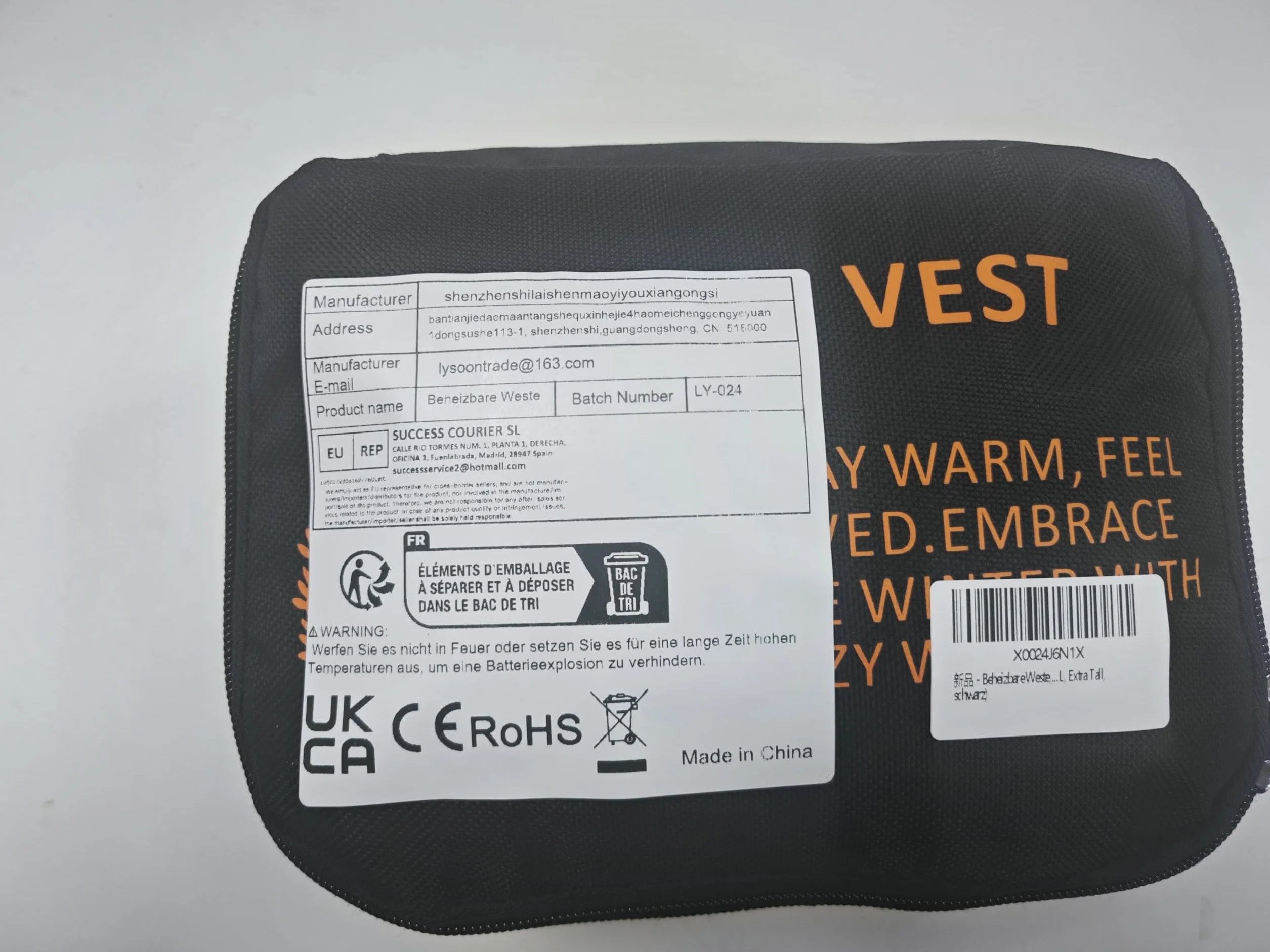 Ogrzewana kamizelka, podgrzewana kamizelka z akumulatorem 5 V, 10000 mAh, z 8 strefami grzewczymi, 3 regulowane poziomy ciepła