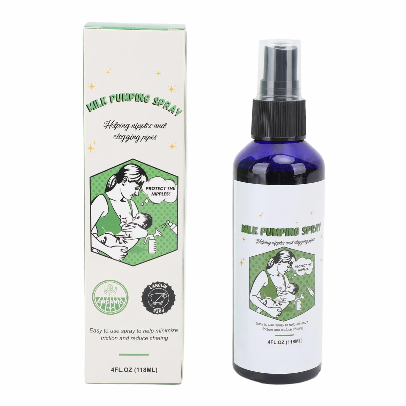Spray do pompowania piersi, 2 szt., 118 ml, spray do pompowania mleka, nawilżający, odblokowujący sutki, pompka lubrykant w sprayu do karmienia piersią