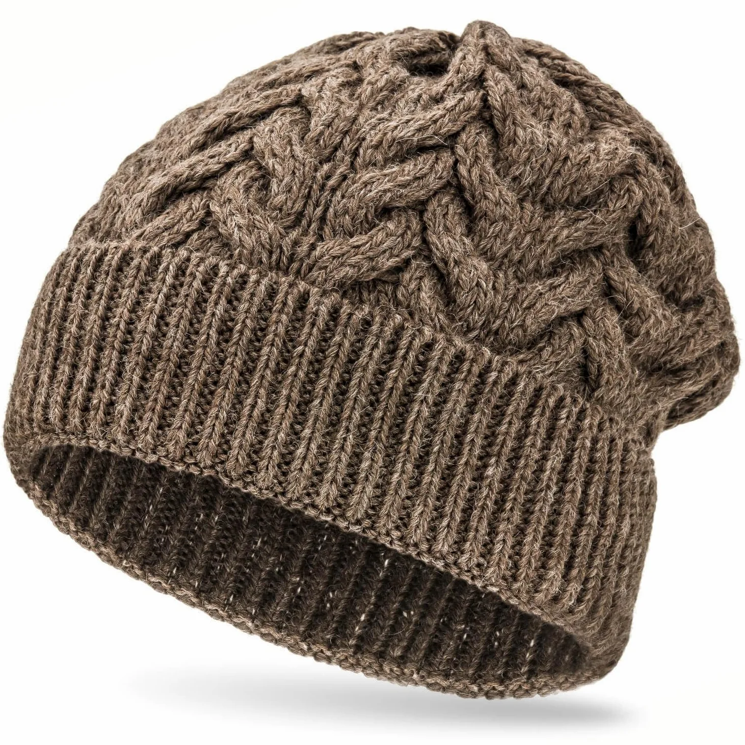 Miękka damska i męska czapka z alpaki ze 100% wełny alpaki w 8 kolorach - wysokiej jakości zimowa czapka dzianinowa/czapka wełniana Beanie firmy HansaFarm, Braun - NFA06, jeden rozmiar