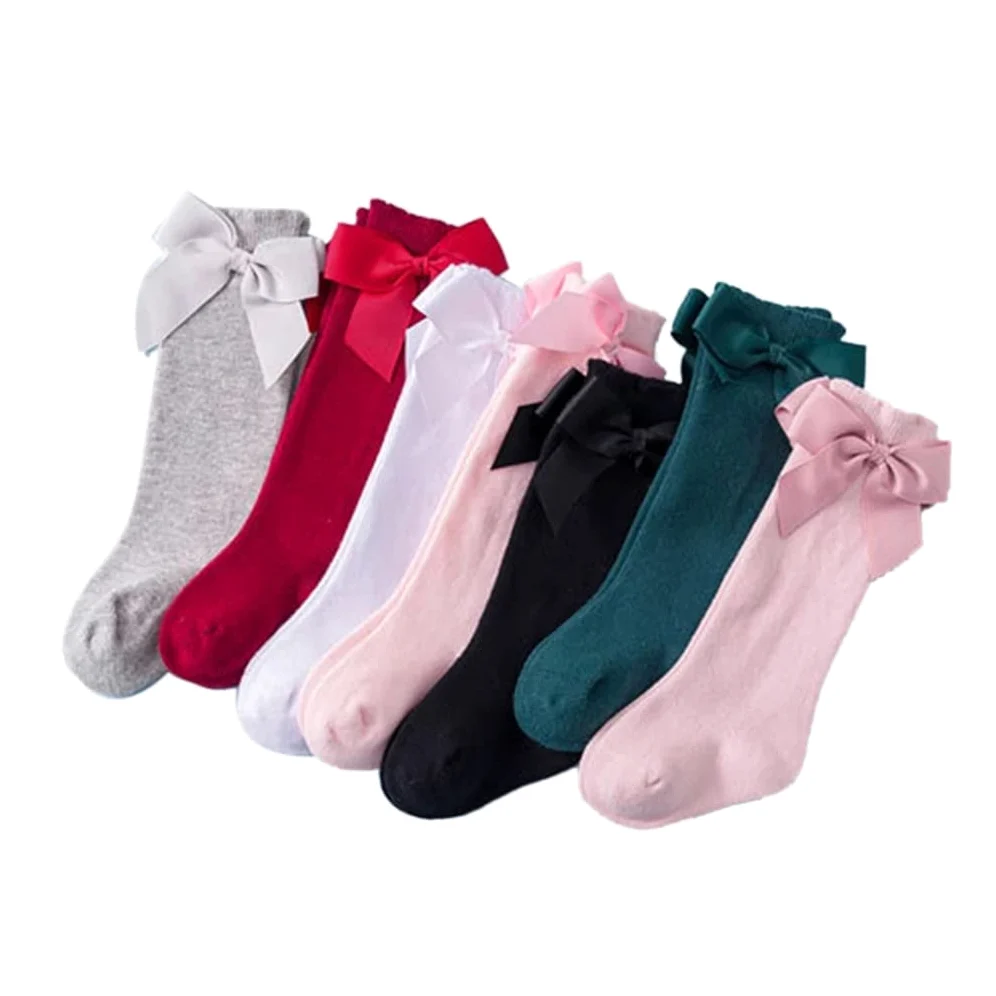 Skarpety Styled z Big Bow Cute oddychające długie kolano Skarpety wysokiej rur dla dziewcząt 0-7 lat (kolor: rozmiar: 2-3 lat) (Color : A, Size : 0-12 Months)