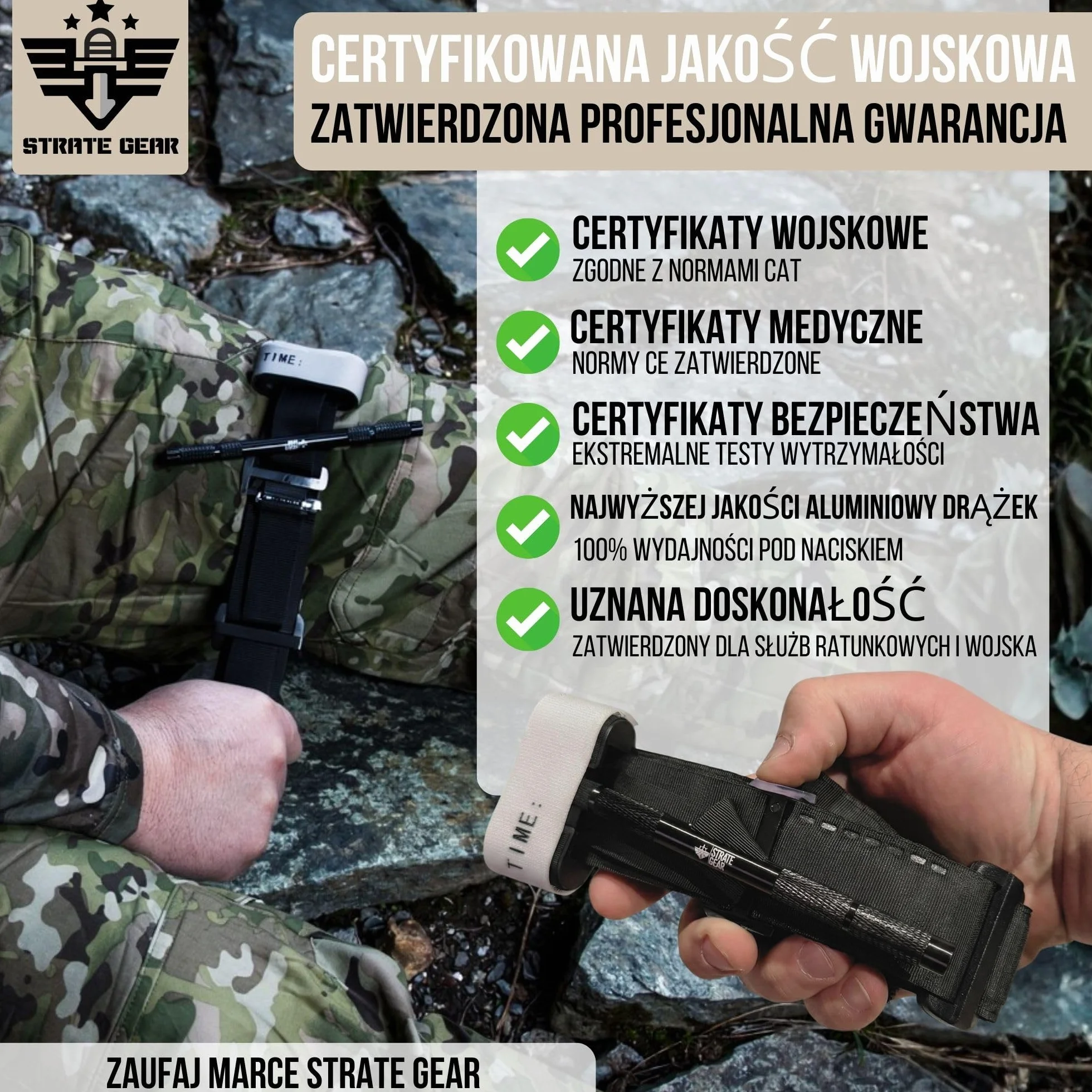 Profesjonalny Zestaw 2x Strate Gear Taktyczny Opaska Uciskowa Tourniquet - Ratownictwo Medyczne, Pierwsza Pomoc, Wojskowy Standard