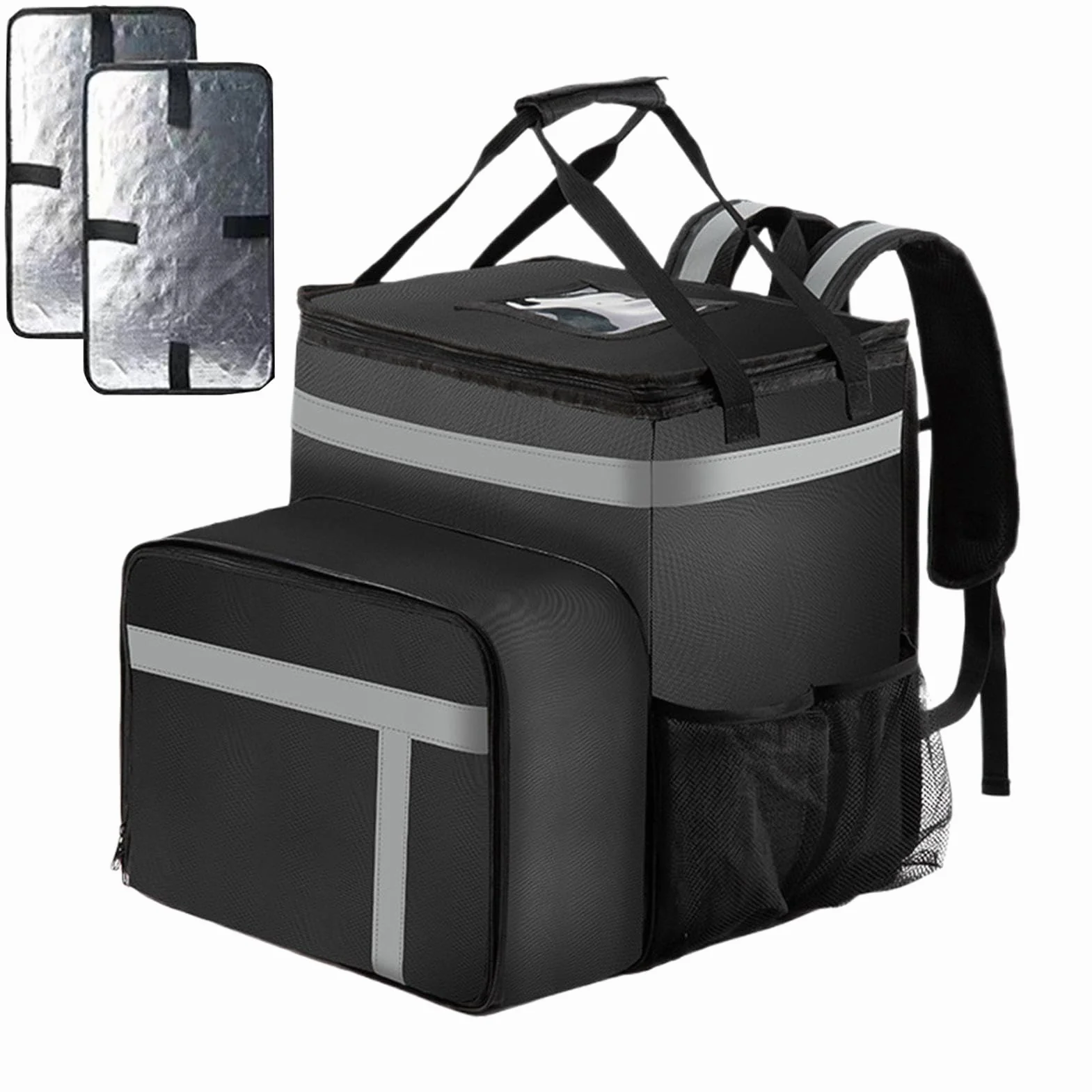 Food Delivery Backpack, Large Insulated Thermal Bag with Compartments, Heavy-Duty Reusable Grocery & Lunch Backpack for Catering, Hiking, and Travel, 6.14x13.98 inches