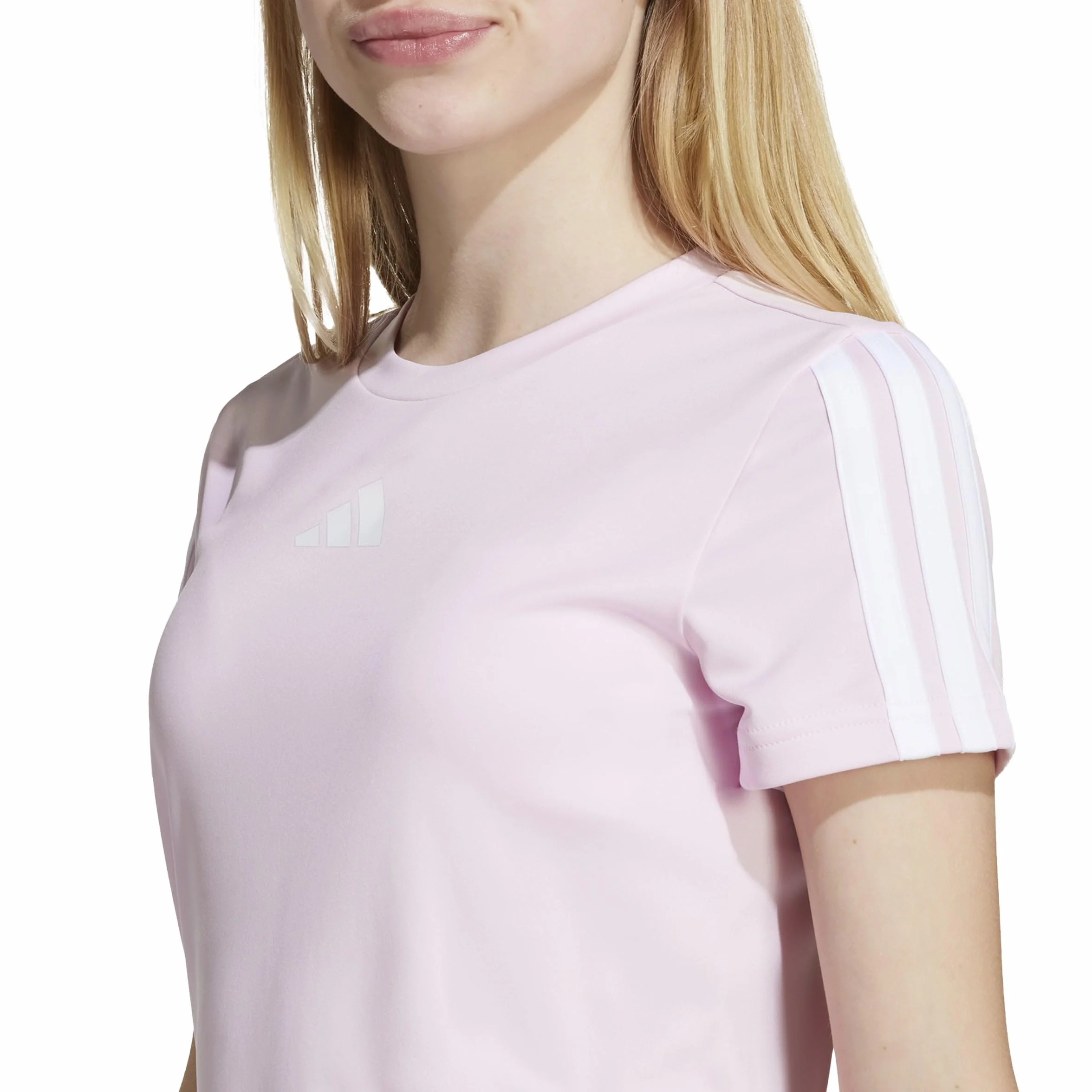 adidas meisjes TRAIN ESSENTIALS 3-STRIPES T-SHIRT, Clear Pink/White, 14-15 Years
