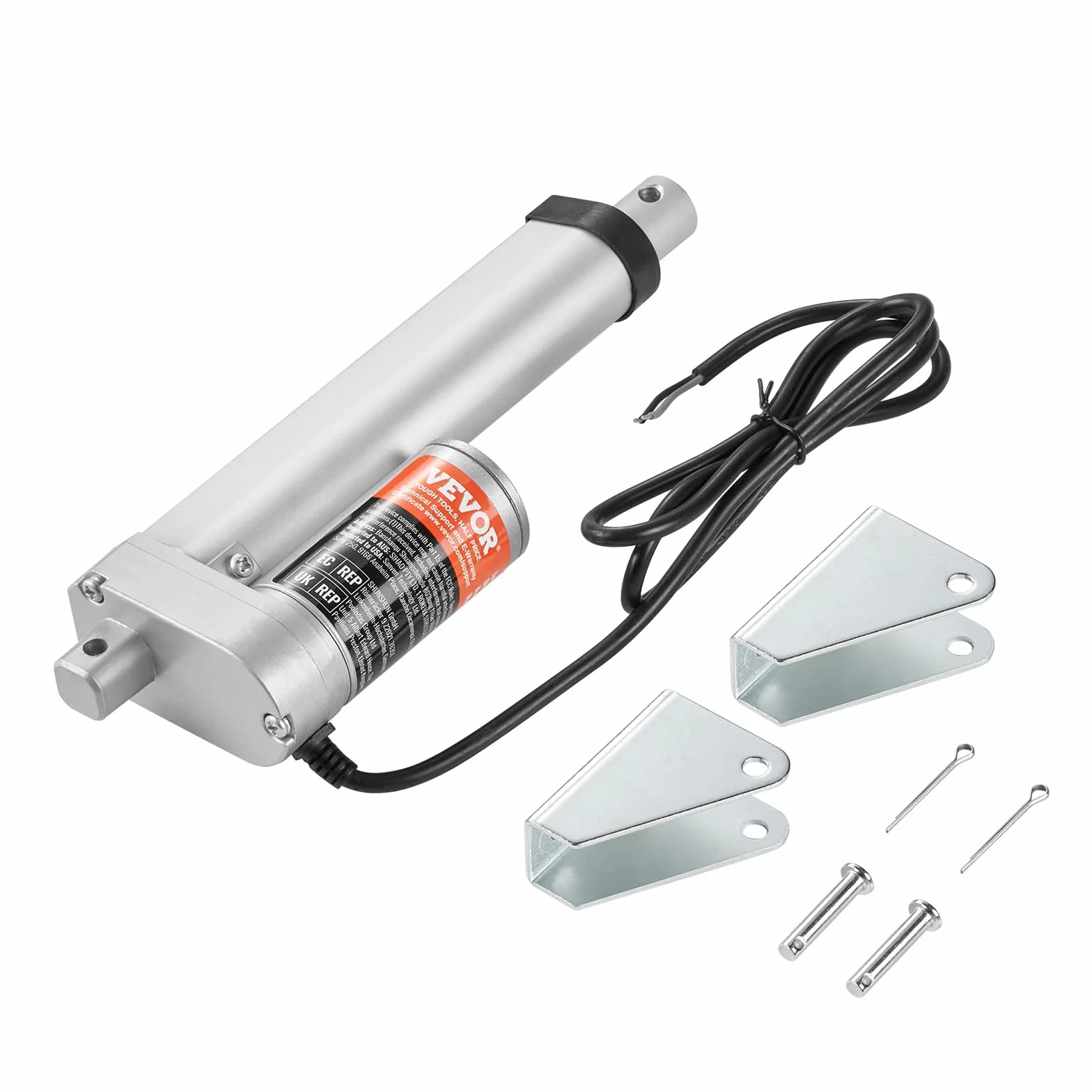 VEVOR Napęd liniowy 1500 N DC 12 V napęd liniowy IP54, elektryczny silnik liniowy, długość skoku 100 mm, poziom hałasu ≤ 60 dB, elektryczny otwieracz drzwi 5 mm/s, prędkość jazdy, technika liniowa,