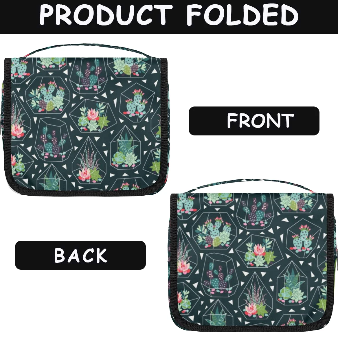 Kaktus Podróżna kosmetyczka Kaktus Kwiat Mycie Torba Unisex Wiszące przybory toaletowe Kosmetyczka Organizer do makijażu, wielobarwny, Jeden rozmiar