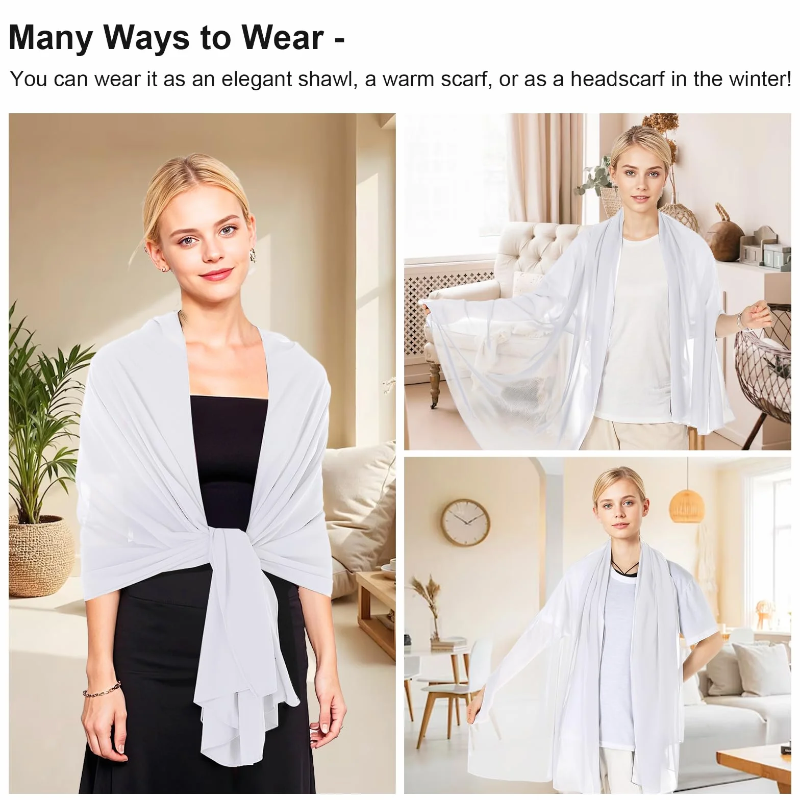 CIATBYYJ Szyfonowy szal etola, letni szyfonowy szal damski, formalny, elegancki szal na ramię, odświętny damski szal na szyję, do sukni wieczorowej, sukni ślubnej, na lato, wesele