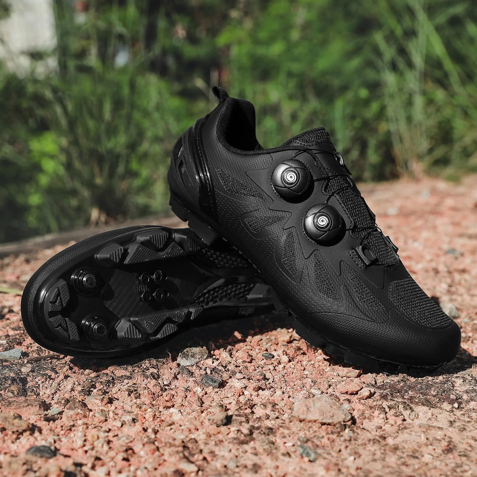 JiuQing Buty rowerowe górskie męskie i damskie z 2-śrubowymi blokami SPD kompatybilne z lekkimi butami do jazdy na rowerze górskim MTB