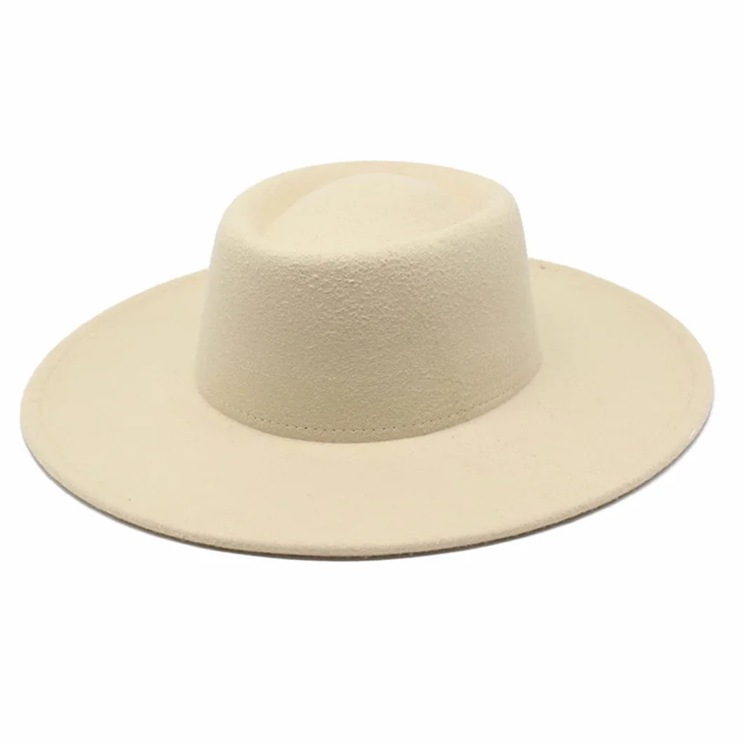 Klasyczny brytyjski styl 9,5 cm duży szeroki rondo kapelusz fedora dla kobiet jesień zima filcowe kapelusze kościelne