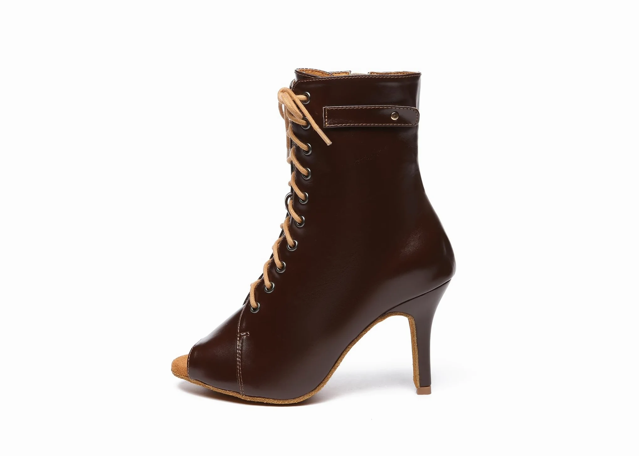 Damskie buty do tańca, na imprezę, do sali balowej, sznurowane buty latynoskie, peep toe