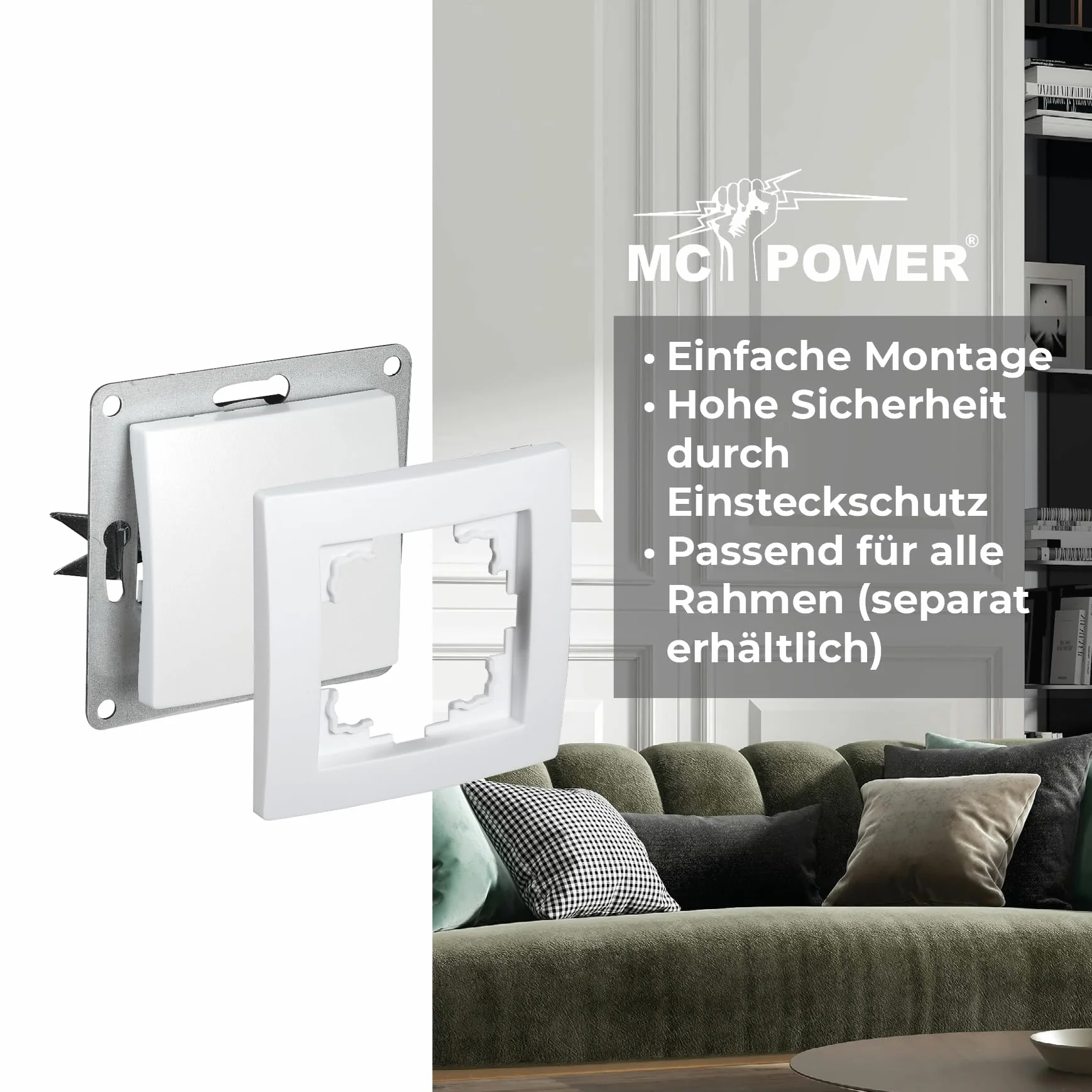 McPower Przełącznik zmienny | Flair | podtynkowy włącznik światła, przełącznik kołyskowy 230 V ~/10 A, zaciski śrubowe, przyłącze do zacisków, biały, matowy