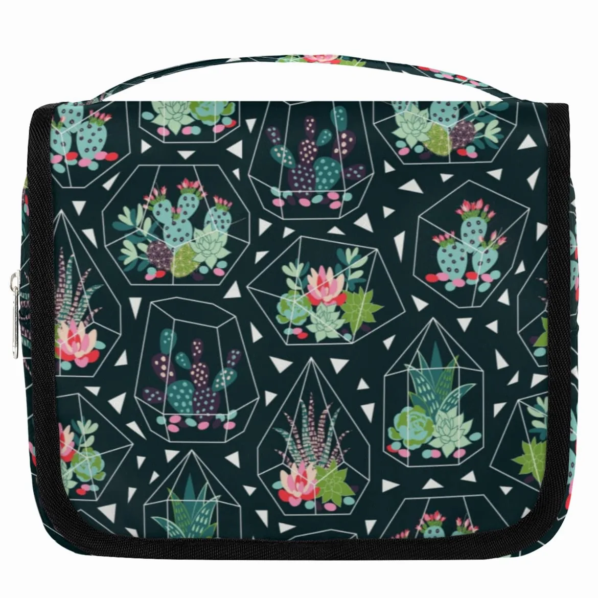 Kaktus Podróżna kosmetyczka Kaktus Kwiat Mycie Torba Unisex Wiszące przybory toaletowe Kosmetyczka Organizer do makijażu, wielobarwny, Jeden rozmiar