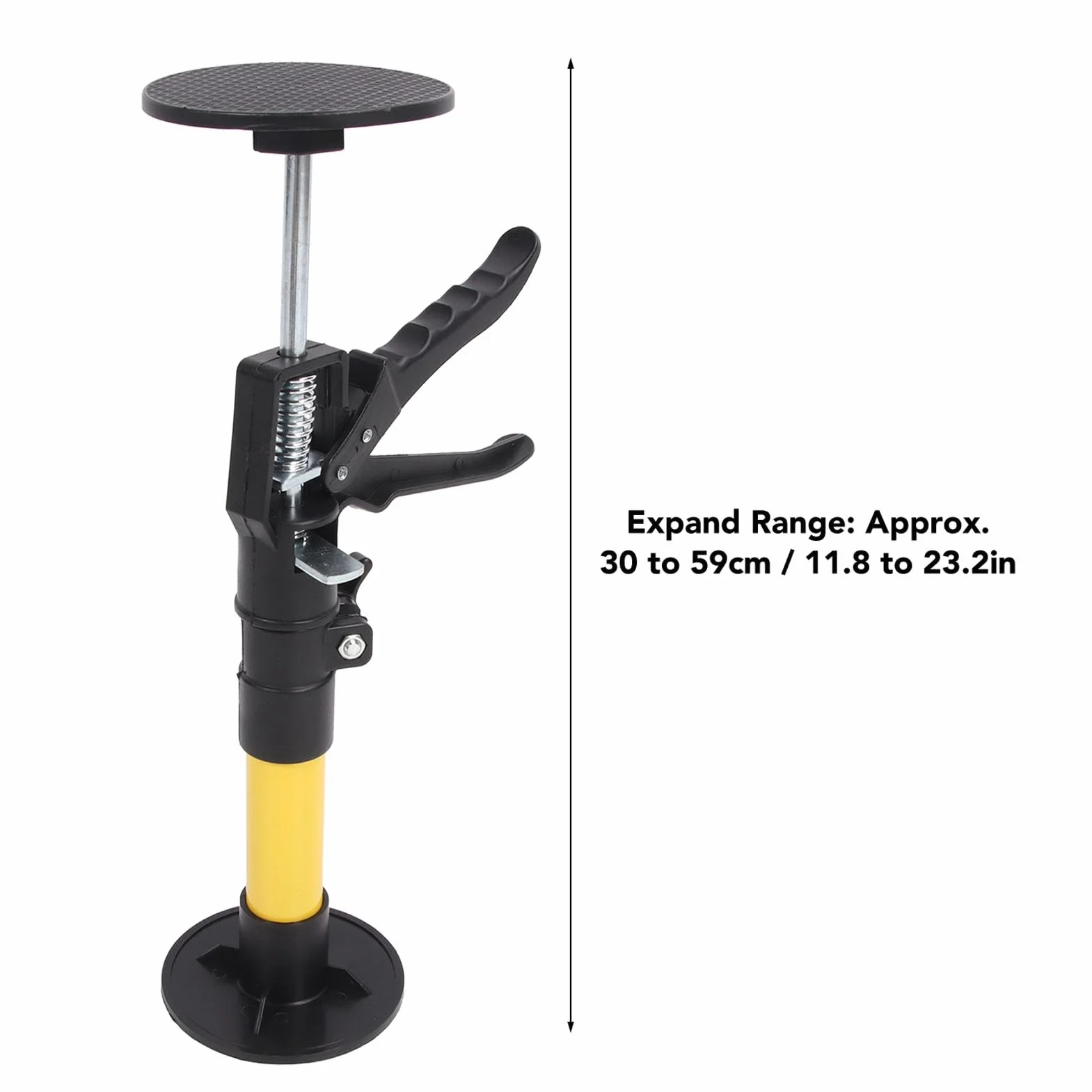 2 szt. 30 do 59 Cm Regulowany żółty Podnośnik Szafkowy Pręty Wsporcze ze Stali Stopowej Ukryty Przełącznik Dwustabilny Nośność 40 Kg Teleskopowa Podpora z pogrubioną podkładką
