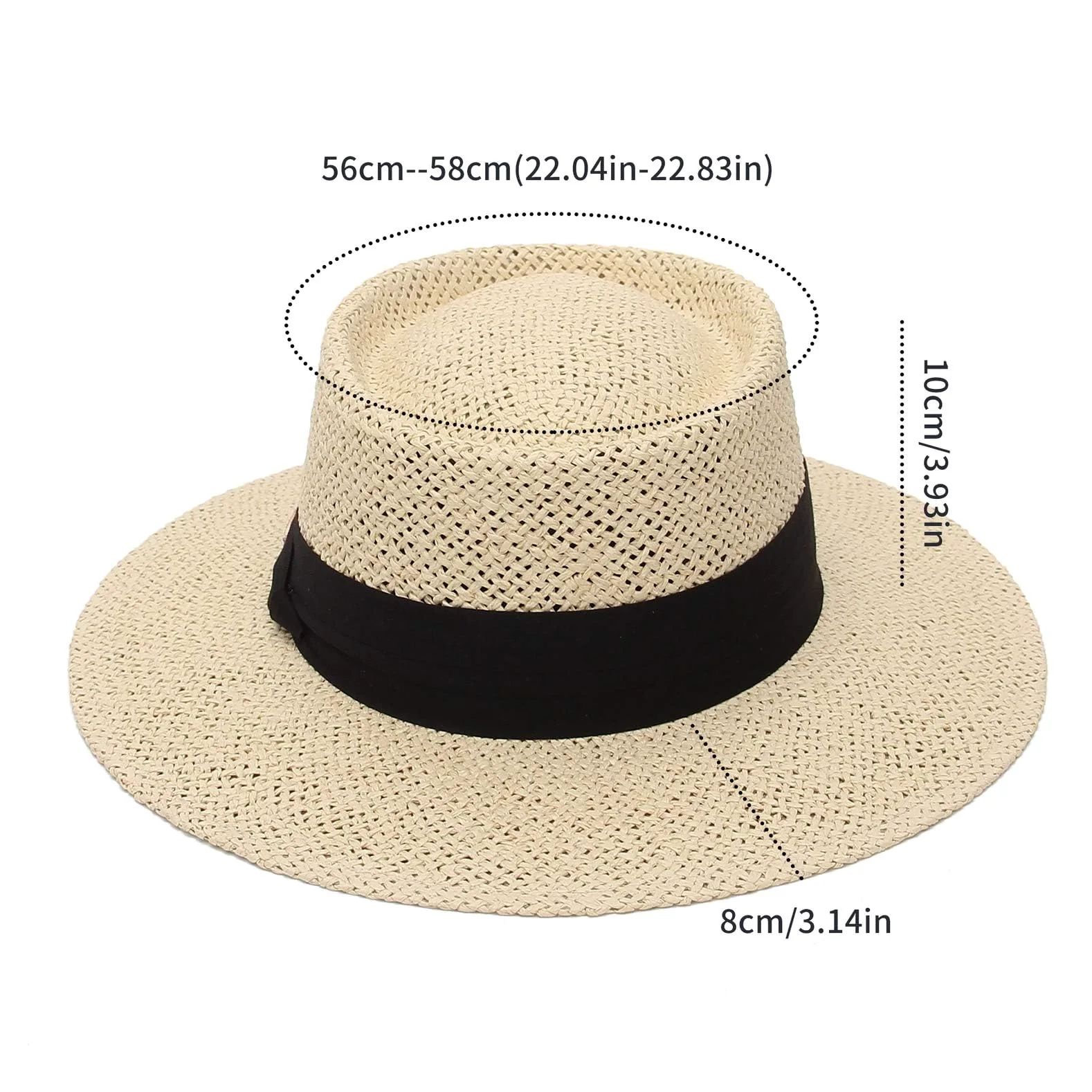 GEMVIE Słomkowy Kapelusz Panama na Plażę Męski Kapelusz Fedora z szerokim rondem Damski Kapelusz Wiosna/Lato Regulowany Regulowany Kapelusz Męski