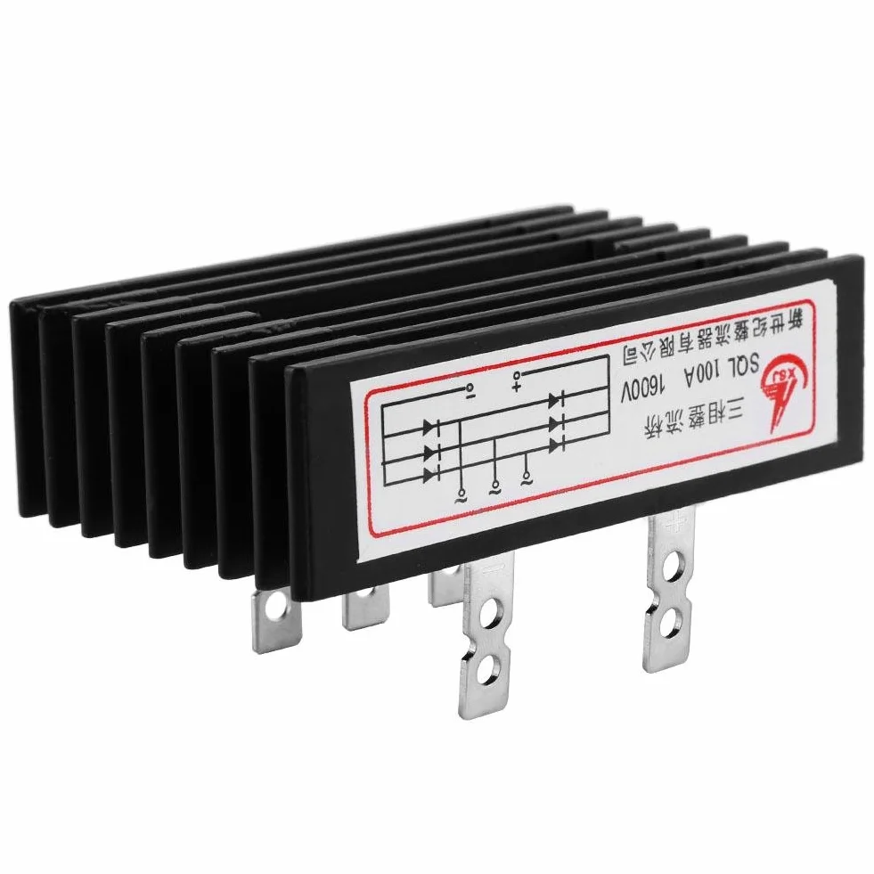 SQL 100 amp 1600 V 3-fazowy prostownik dużej mocy AC na DC Silikonowy moduł prostownika diodowego pełnookresowego 5 zacisków z radiatorem