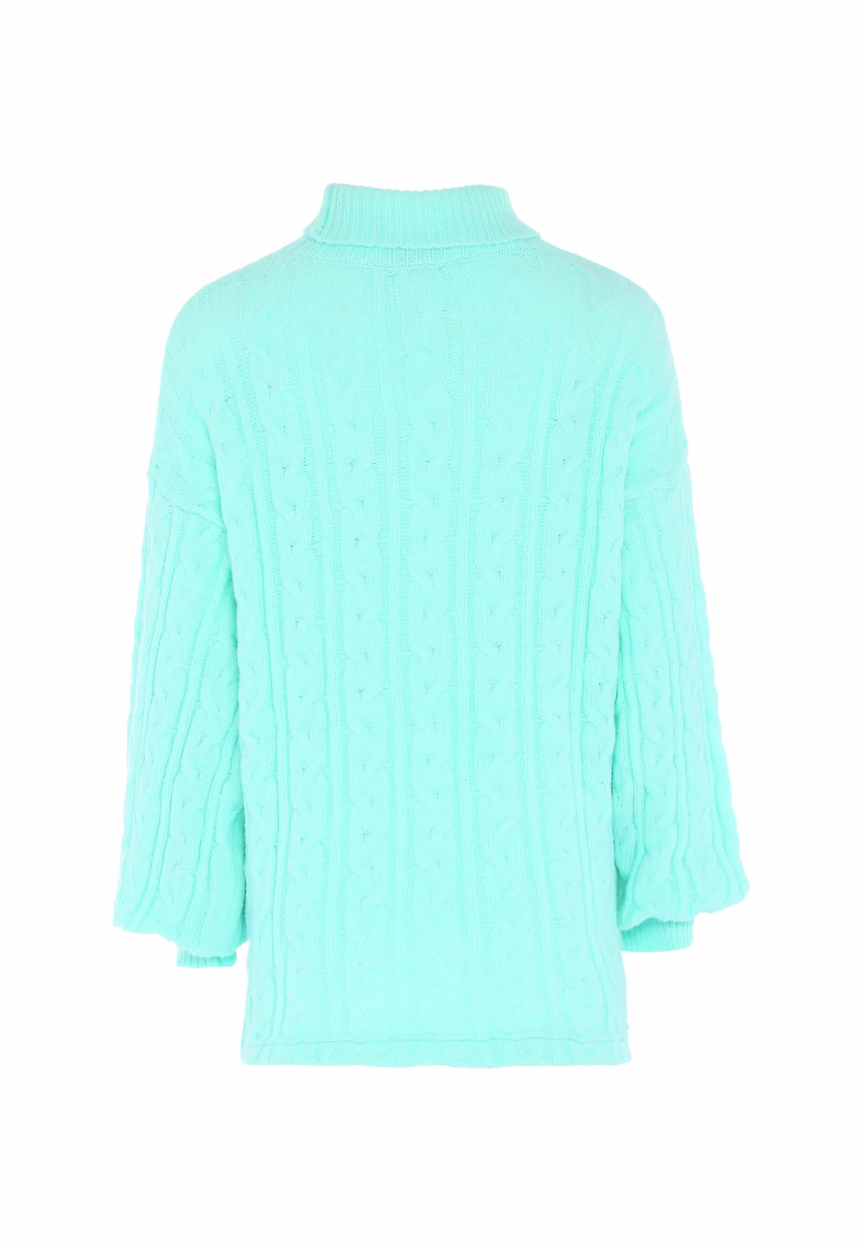 Aleva Damski sweter z golfem Twist modny akryl delikatny miętowy rozmiar M/L, Delikatna mięta, M