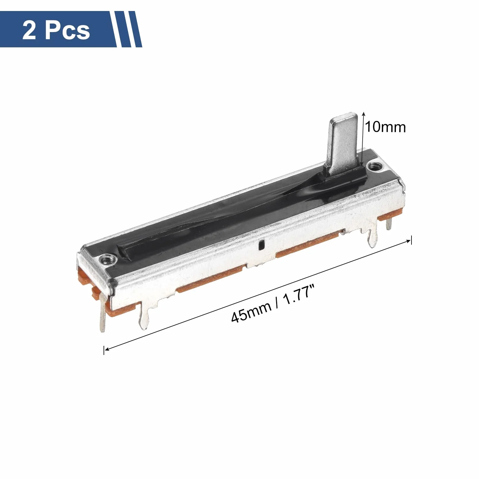 QUARKZMAN 2 szt. Prosty Potencjometr liniowy 7-pinowy B10K 45 mm (L) 30 mm skok 10 mm Uchwyt Fader Zmienny rezystor Mikser Elektroniczny Potencjometr Do Tuning