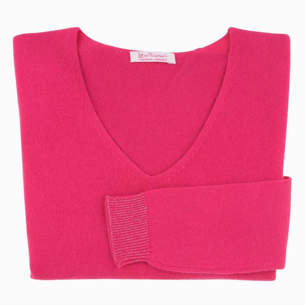 Les Poulettes Jewels Damski 100% Cachemire Oversize sweter fuksja