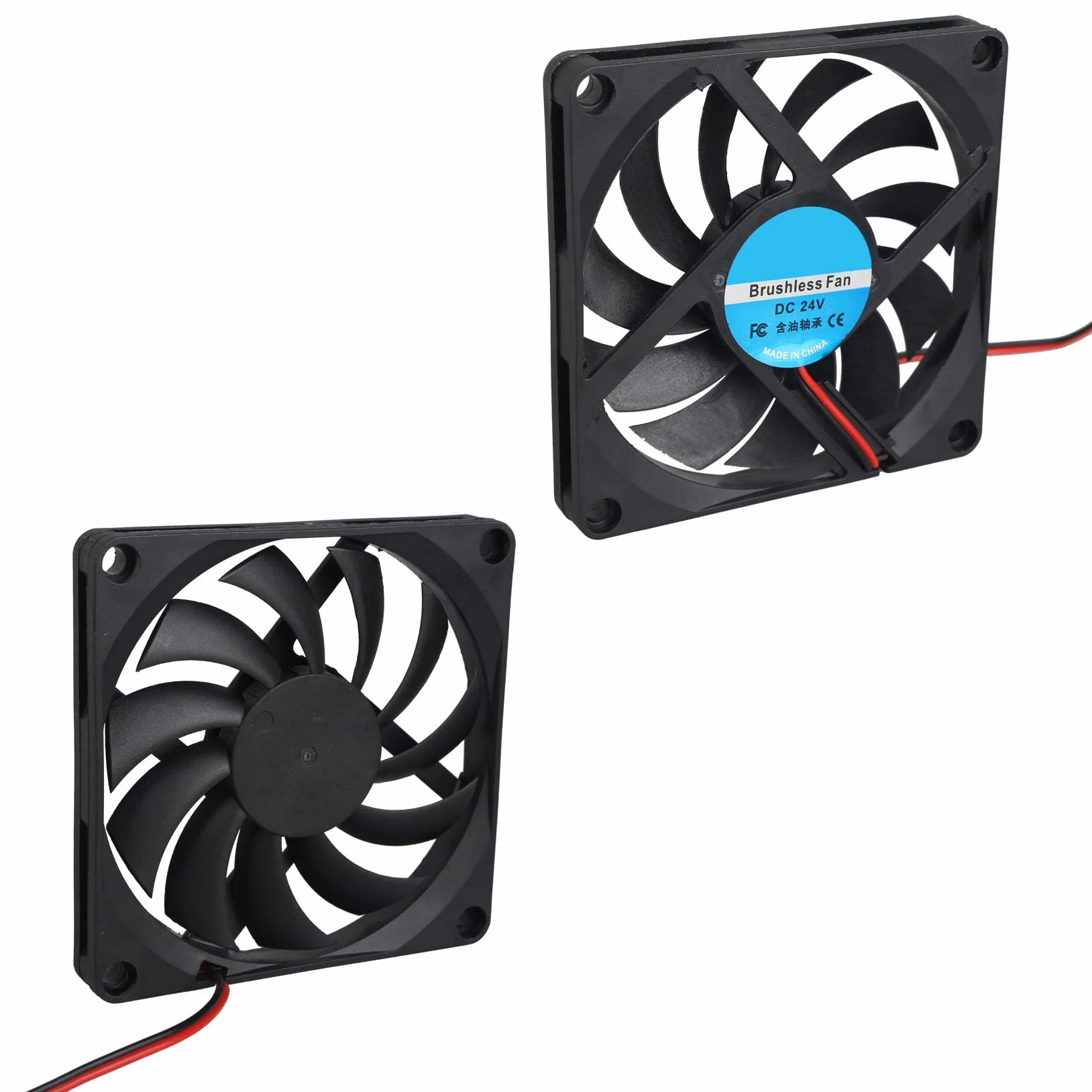 Jopto 8010 DC 24 V cichy wentylator chłodzący 80 x 80 x 10 mm system procesora komputerowego radiator bezszczotkowy wentylator z 2-pinowym złączem do drukarki 3D, obudów komputerowych, procesorów