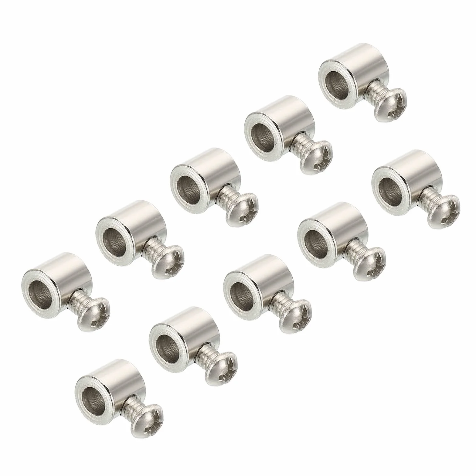PATIKIL Klipsy do liny drucianej, 9 x 8 mm, 10 szt. stalowych zacisków kablowych 5 mm, pojedynczy otwór, zacisk do liny, ze śrubami M4 x 0,7 do kabla