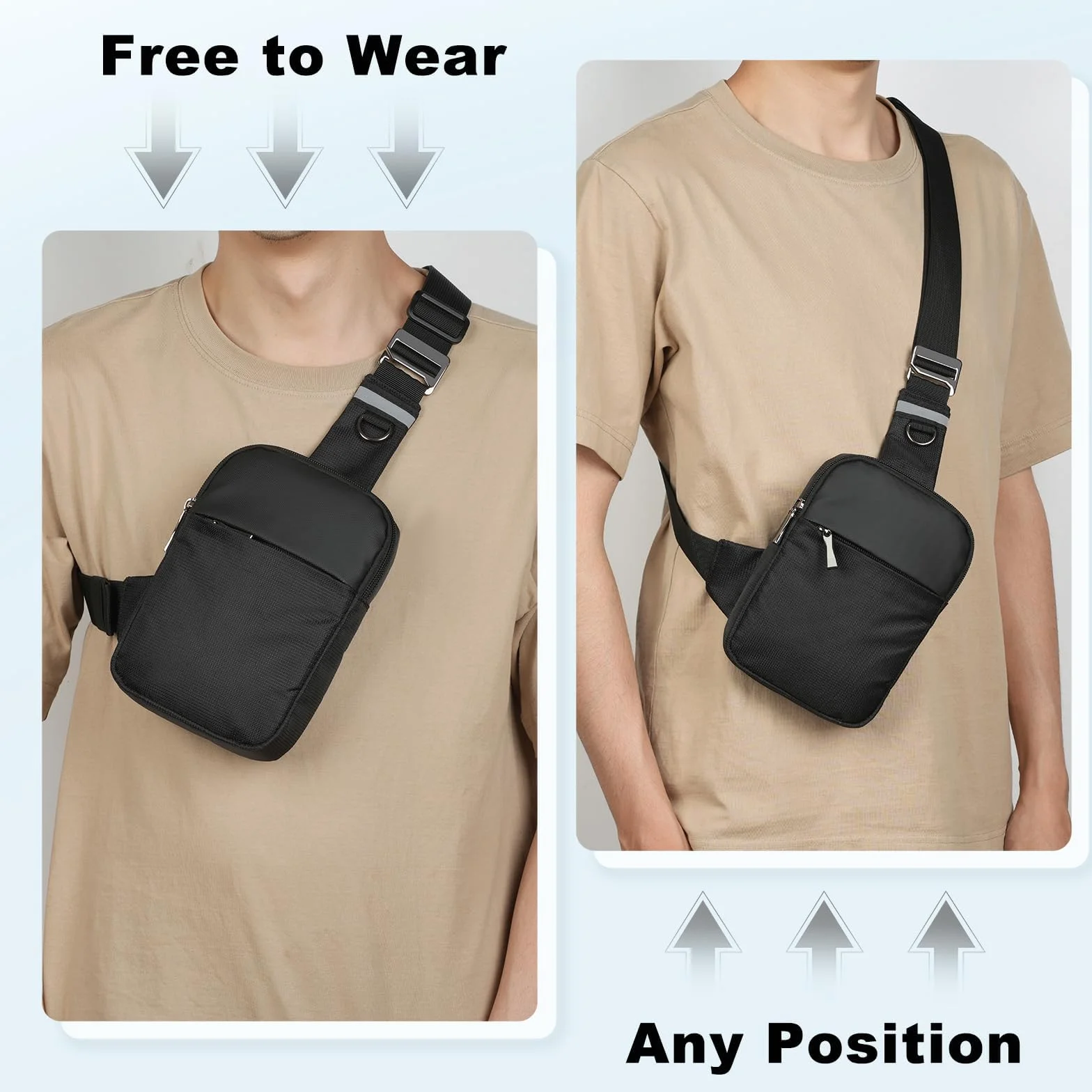 Sling Bag torba na ramię z blokadą RFID, mała na podróż, telefon, sport
