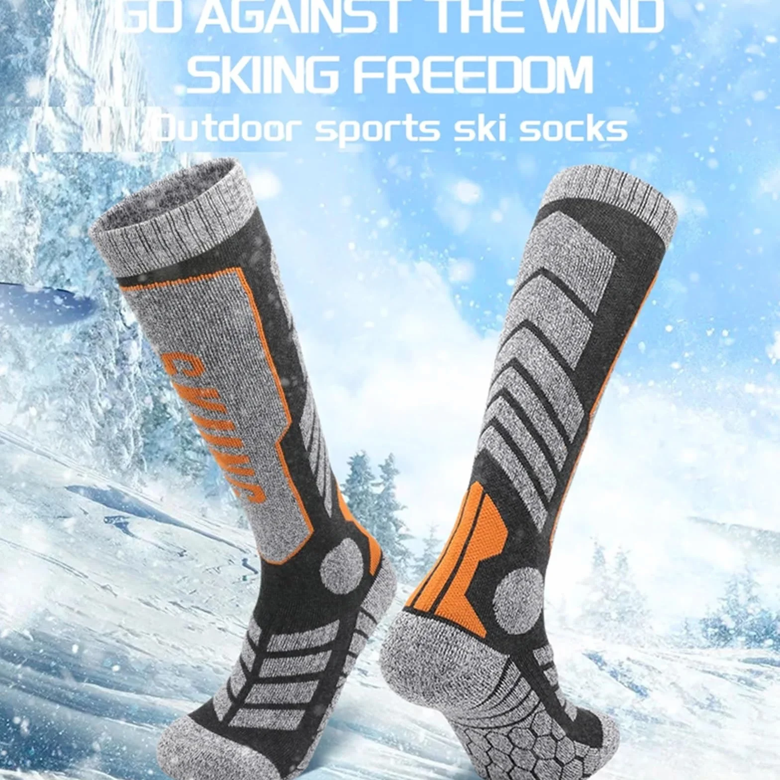 Fashion Thermal Ski Socks for Men – Thick Cotton Sports Compression Socks for Skiing, Snowboarding, Cycling, & Soccer