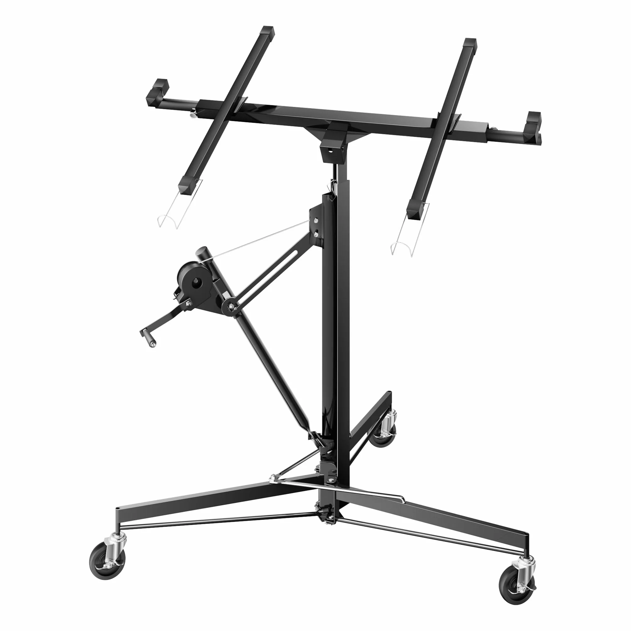 Podnośnik do paneli Wiltec XXL do maks. 68 kg, wysokość 140-350 cm, maks. szerokość 2,90 m, pomoc w montażu płyt kartonowo-gipsowych, obsługa przez 1 osobę, 3 koła z hamulcem postojowym, czarny