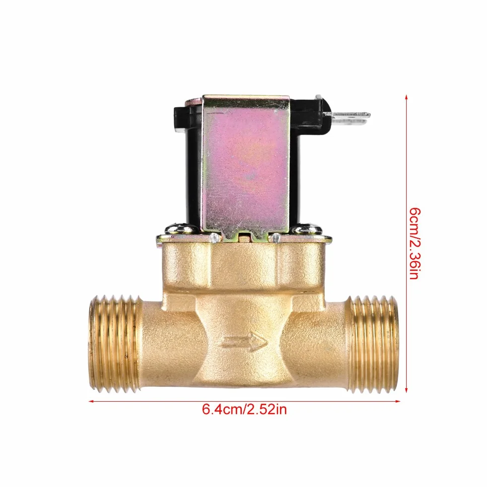 Zawór elektromagnetyczny z mosiądzu, 1/2 "DC 24V Normalnie zamknięty regulator wody. Brak poboru mocy. Elektrozawór sterujący z mosiądzu do kontroli przepływu wody