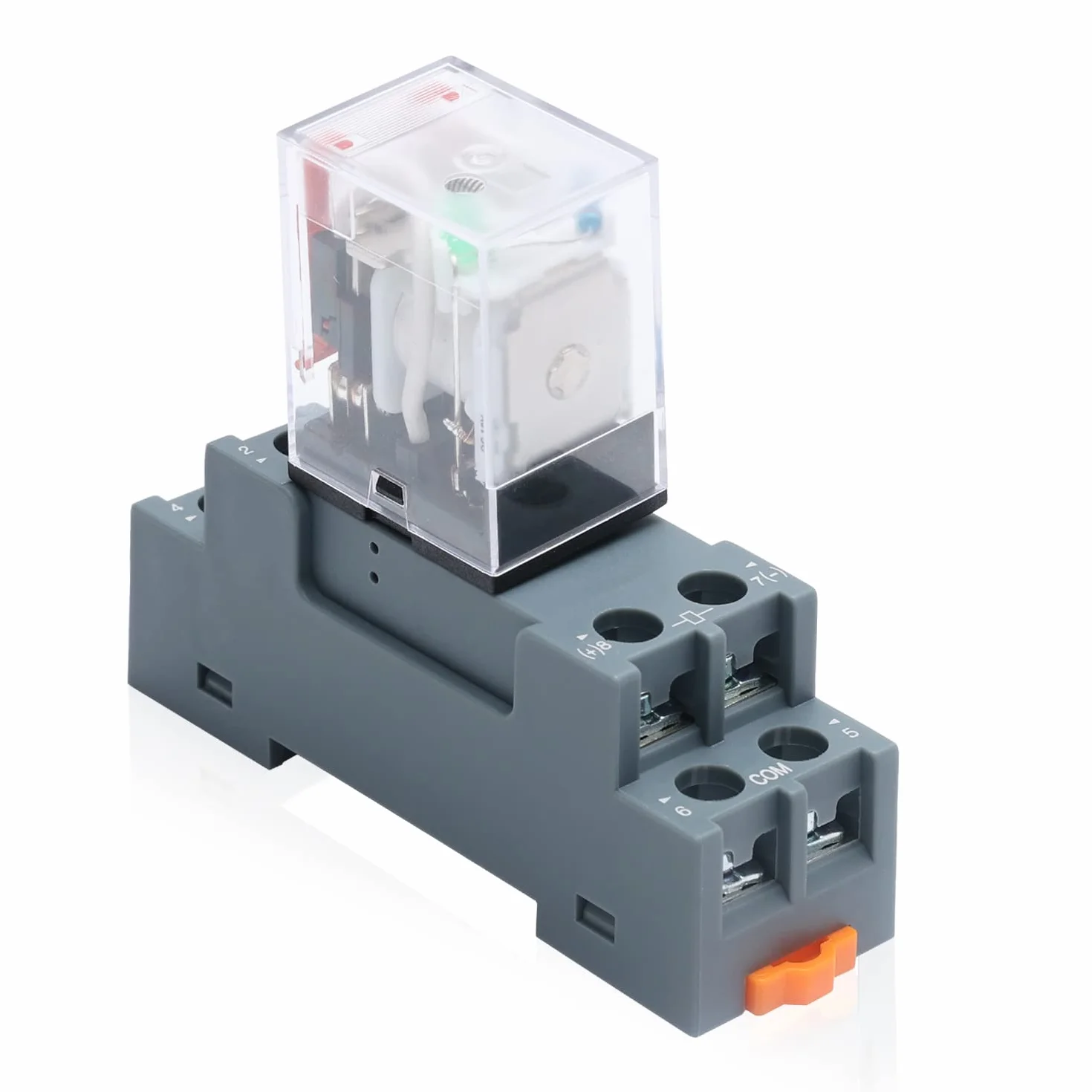 APIELE [3 lata gwarancji] 24 V DC 8 pinów 10 A cewka elektromagnetyczny przekaźnik mocy 2PDT 2NO+2NC MY2NJ HH52Pz lampką kontrolną z gniazdem (24 VDC)
