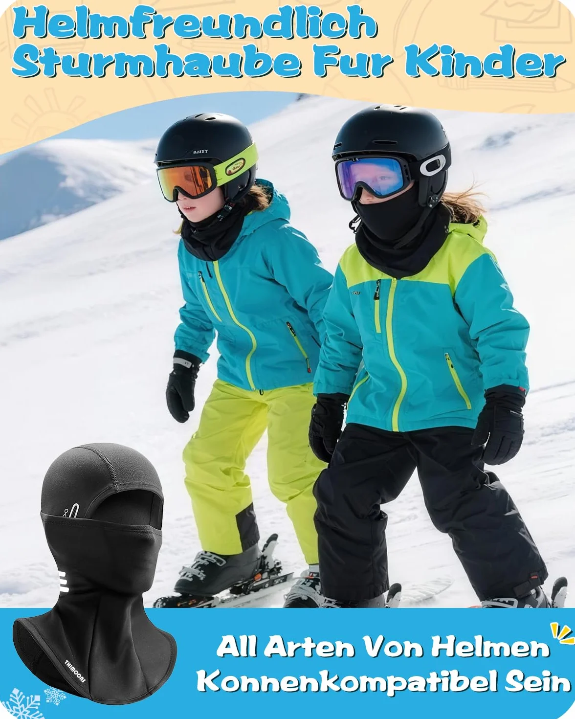 Kominiarka dziecięca na zimę, wiatroszczelna, ciepła kominiarka, z odblaskami, na rower, snowboard, narty, dla chłopców i dziewczynek