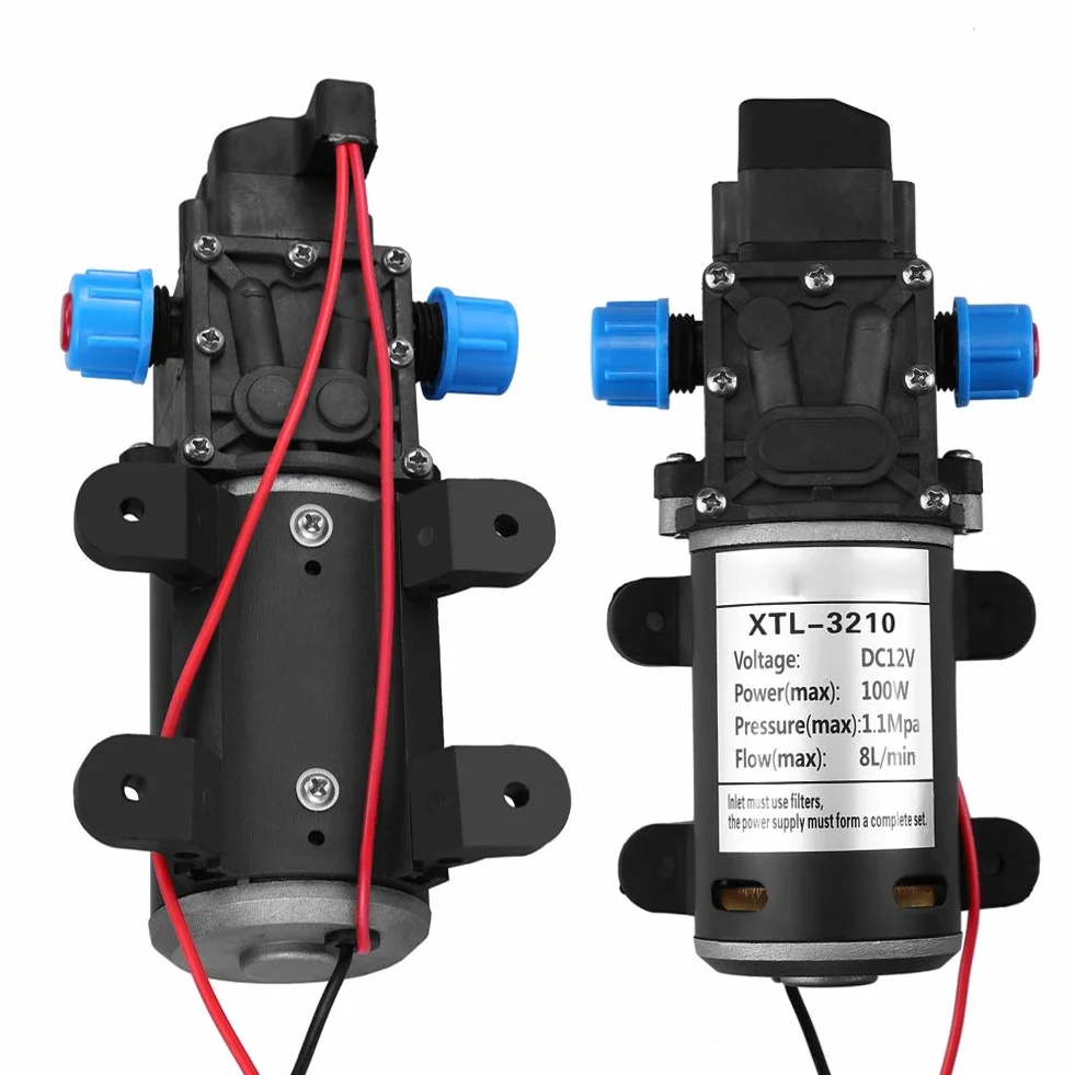 Wysokociśnieniowa Pompa Wodna 12V DC 100W, 8L/Min 160Psi, Samozasysająca Membranowa, do Mycia Kamperów, Samochodów, Łodzi, Nawadniania Ogrodu