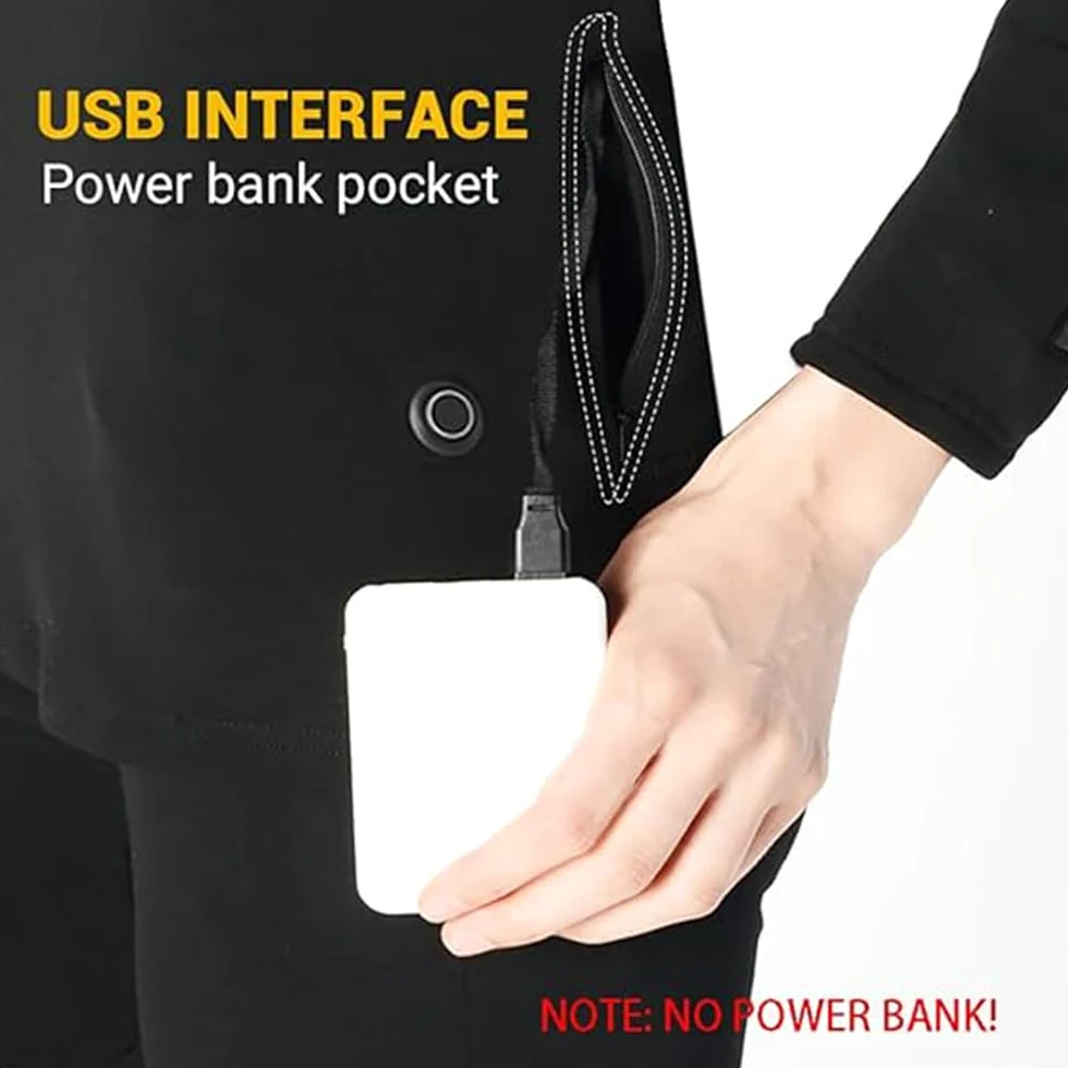 Komplet bielizny termicznej dla mężczyzn, męska bielizna termiczna góra-dół USB z kontrolą temperatury przez aplikację, ogrzewanie USB 20 stref,S